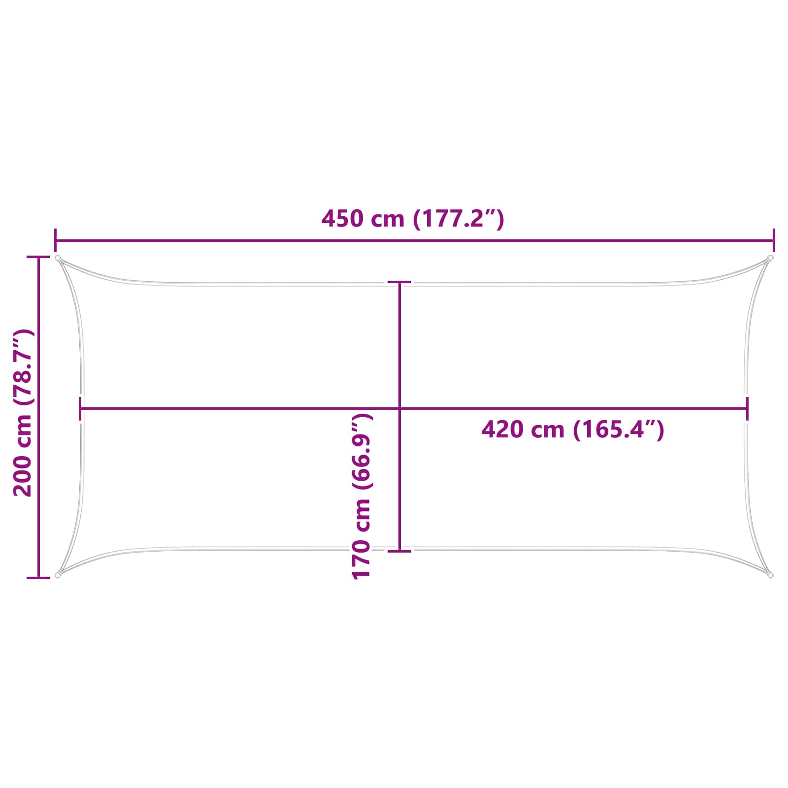 Sonnensegel Gelb und Weiß 4,5 x 2 m 100 % Polyester Oxford