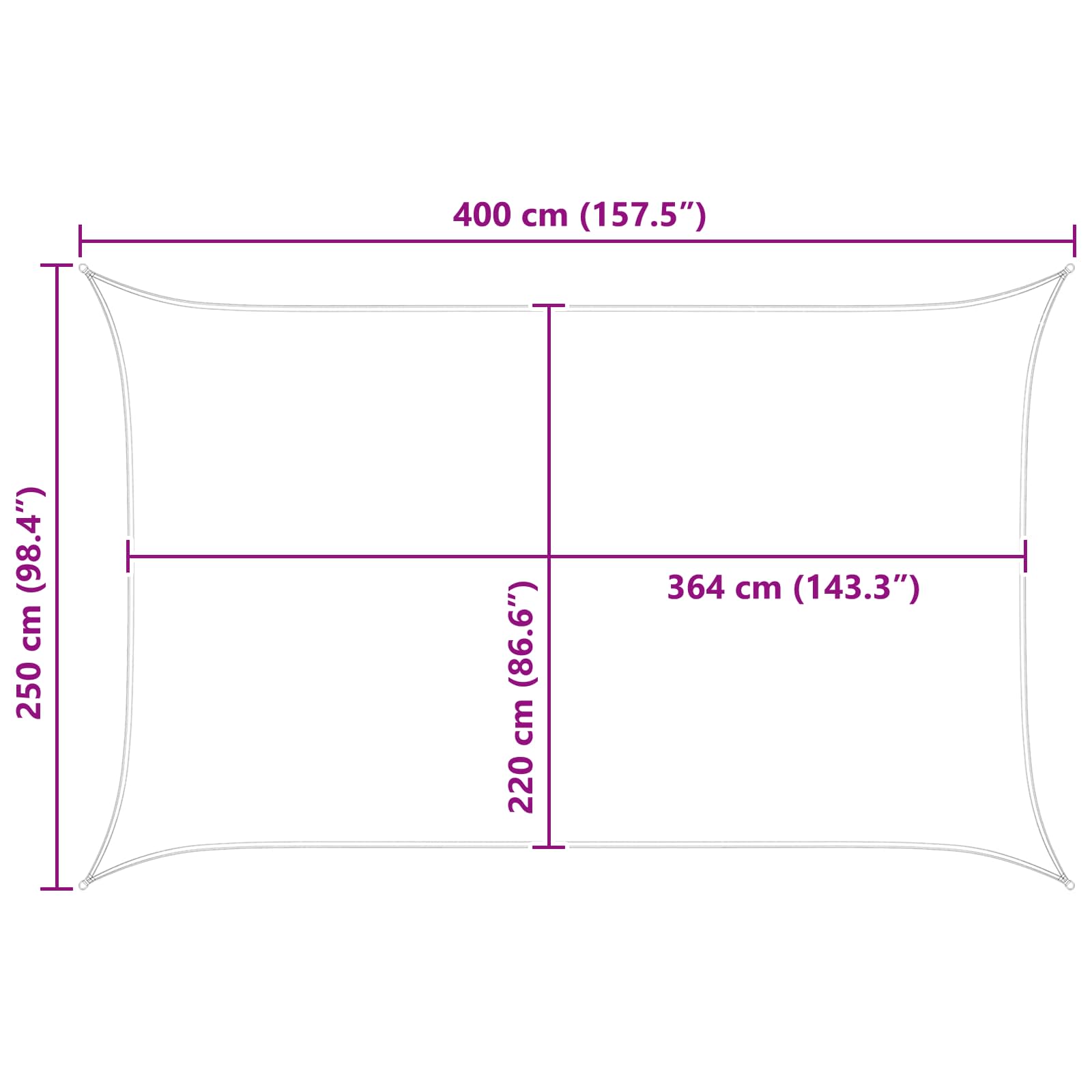 Sonnensegel Gelb und Weiß 4 x 2,5 m 100 % Polyester Oxford