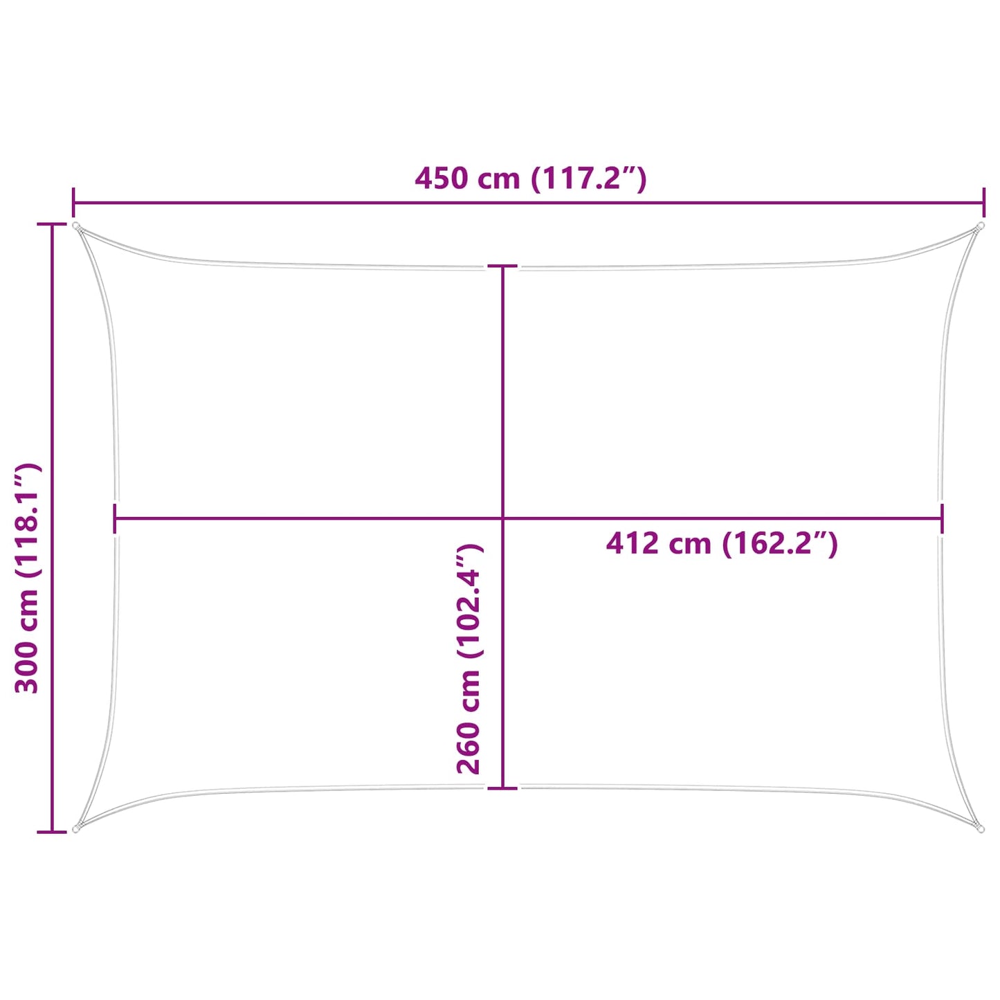 Sonnensegel Gelb und Weiß 4,5 × 3 m 100 % Polyester Oxford