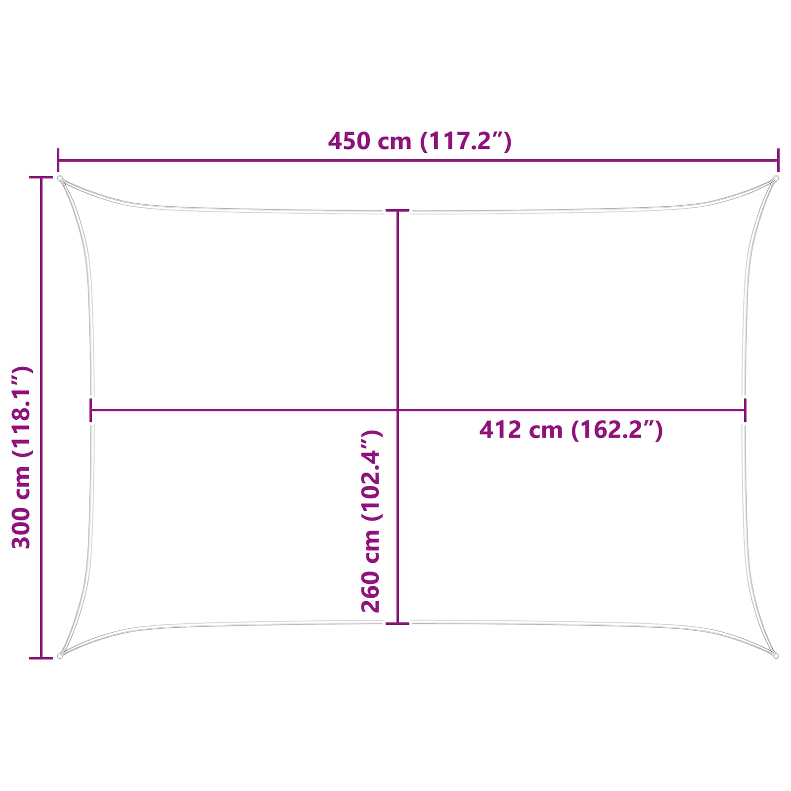 Sonnensegel Blau und Weiß 4,5 x 3 m 100 % Polyester Oxford