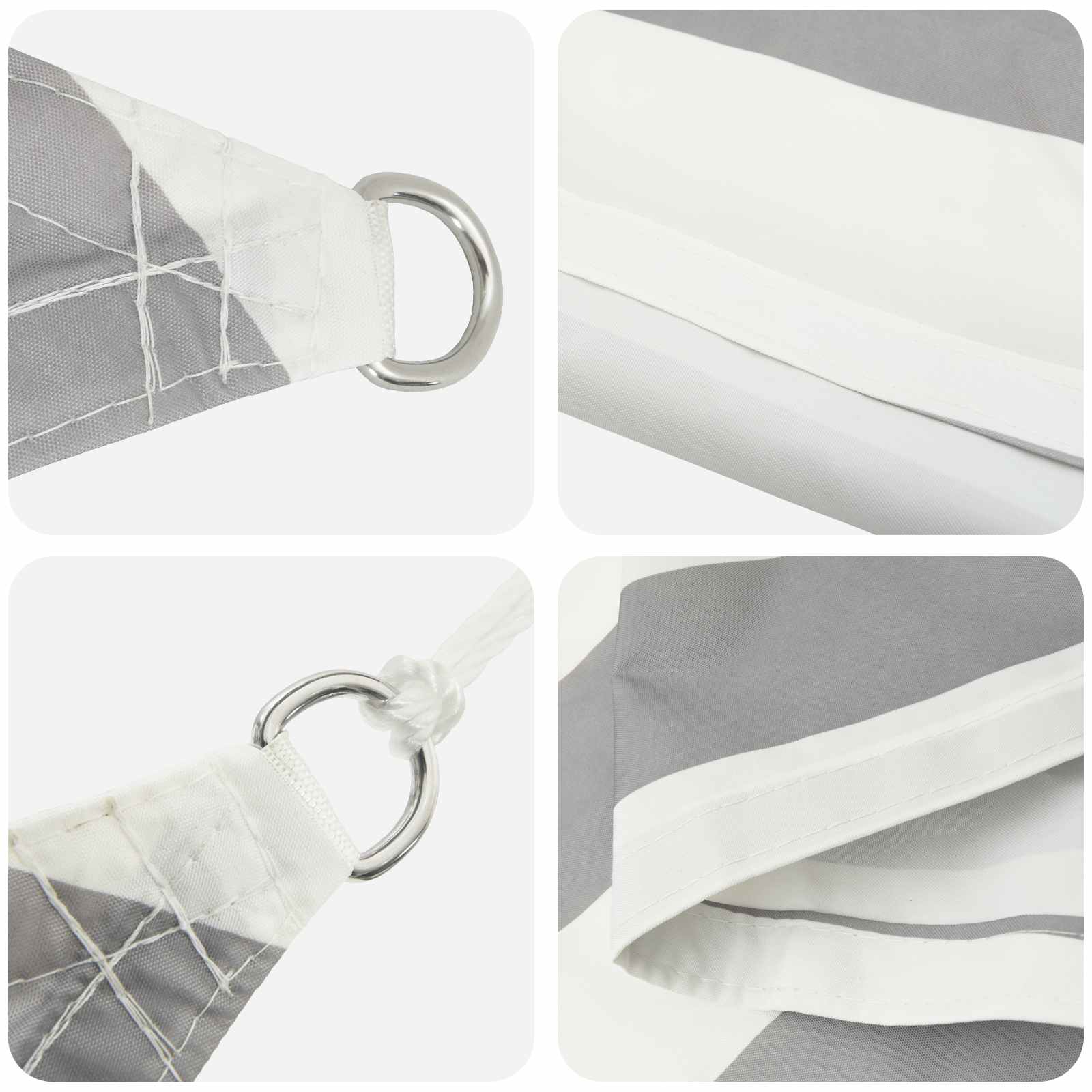Sonnensegel Hellgrau und Weiß 4 x 2 m 100 % Polyester Oxford