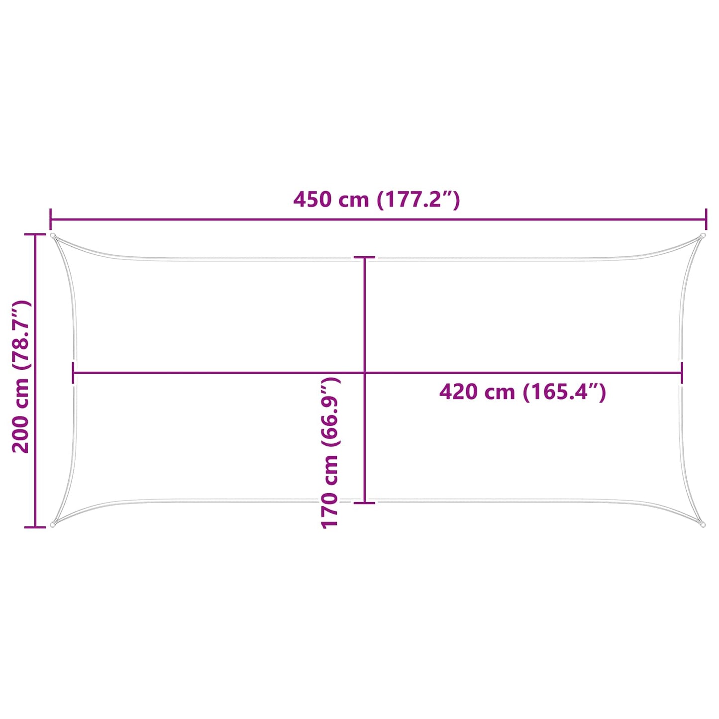Sonnensegel Hellgrau und Weiß 4,5 x 2 m 100 % Polyester Oxford