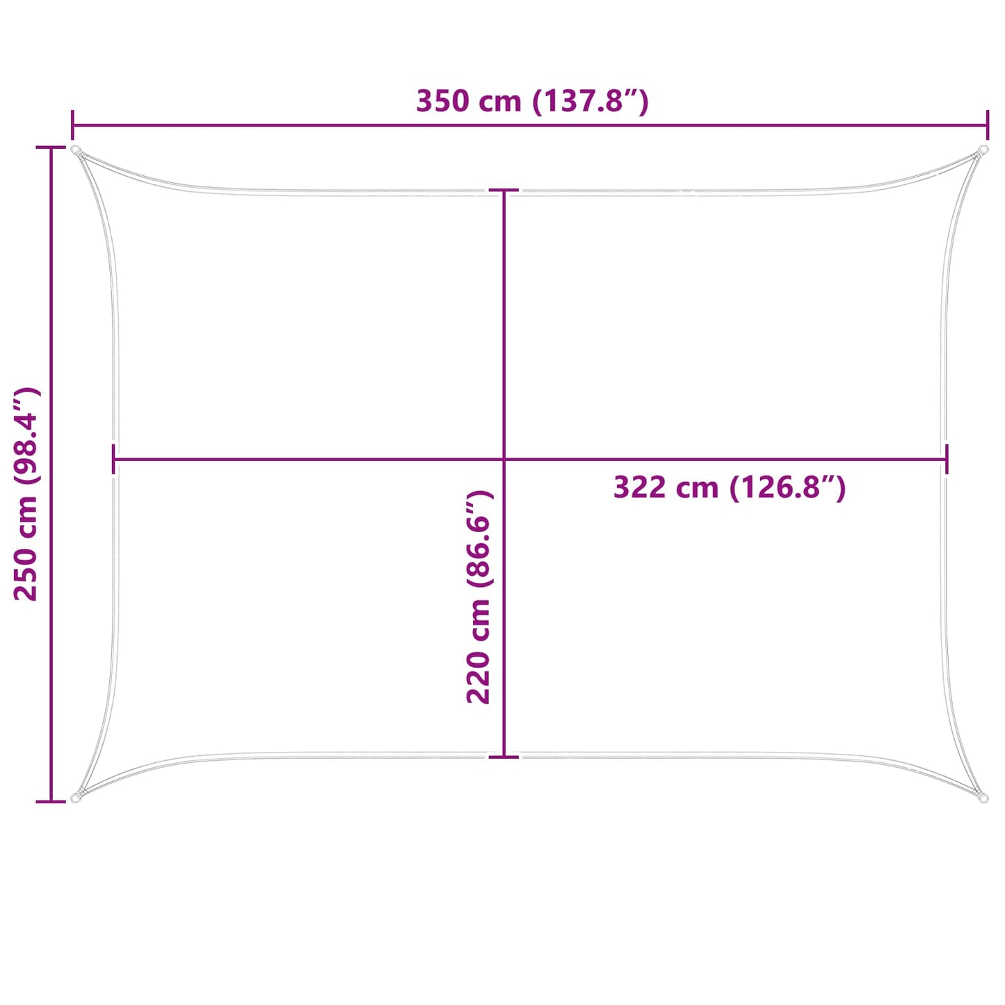 Sonnensegel Hellgrau und Weiß 3,5 x 2,5 m