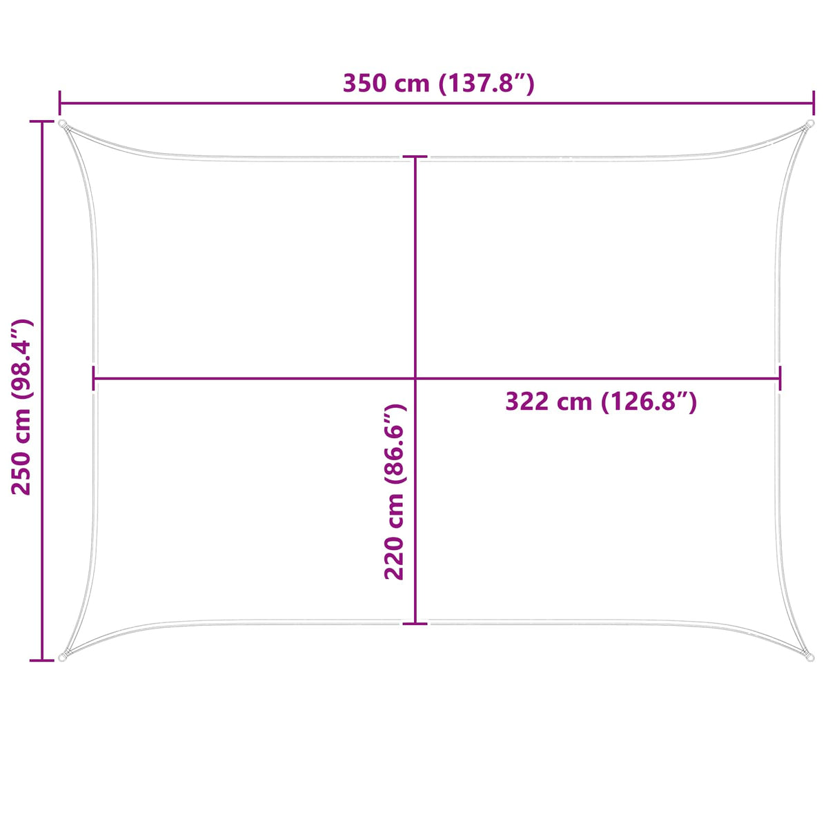 Sonnensegel Hellgrau und Weiß 2,5 x 3,5 m
