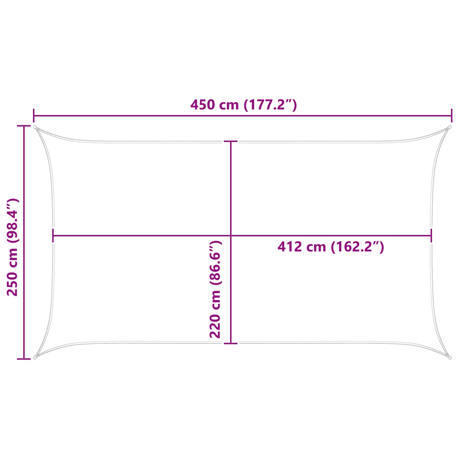 Sonnensegel Hellgrau und Weiß 4,5 x 2,5 m
