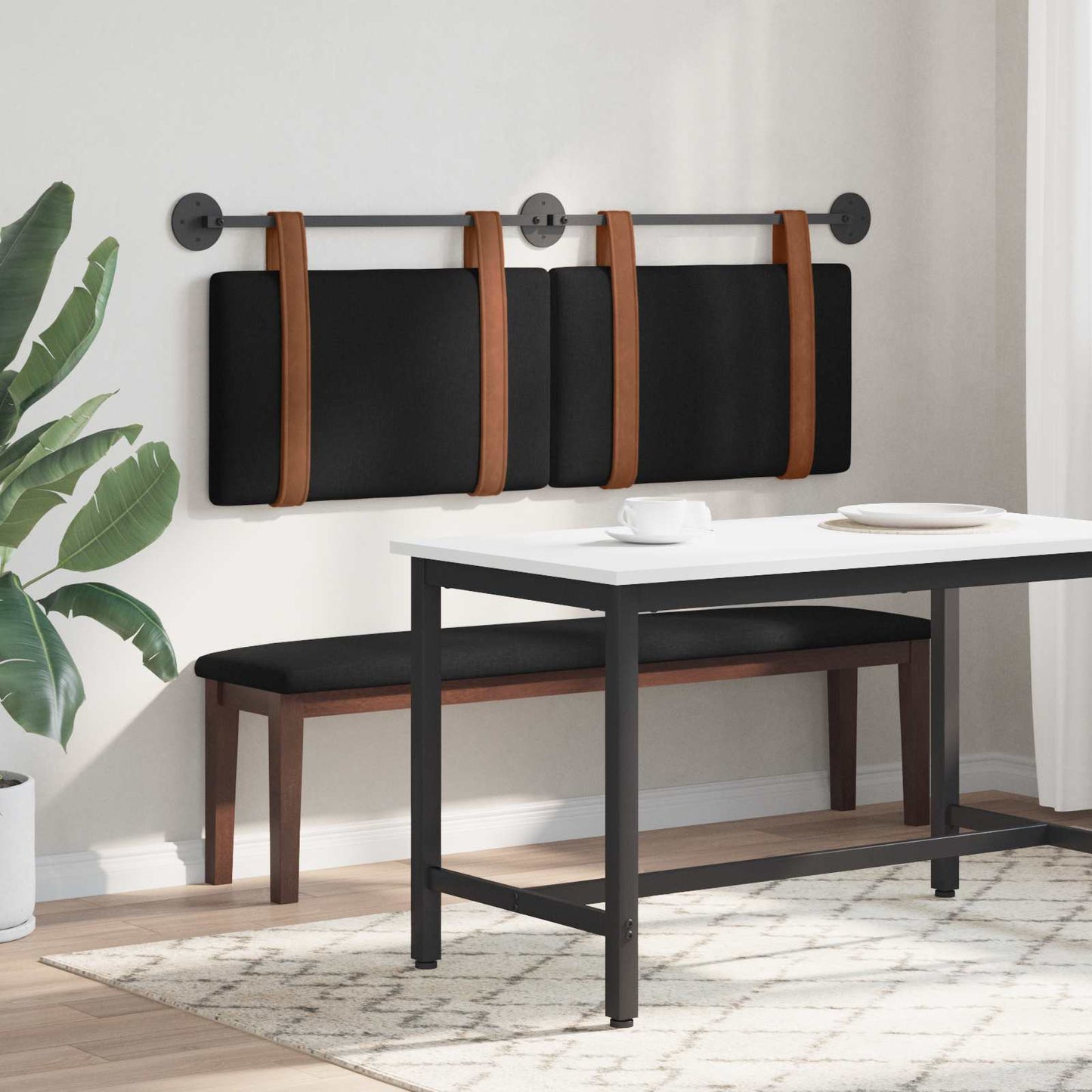 Hängevorderseite Uni Schwarz 130 x 55 x 5 cm Antikes PU