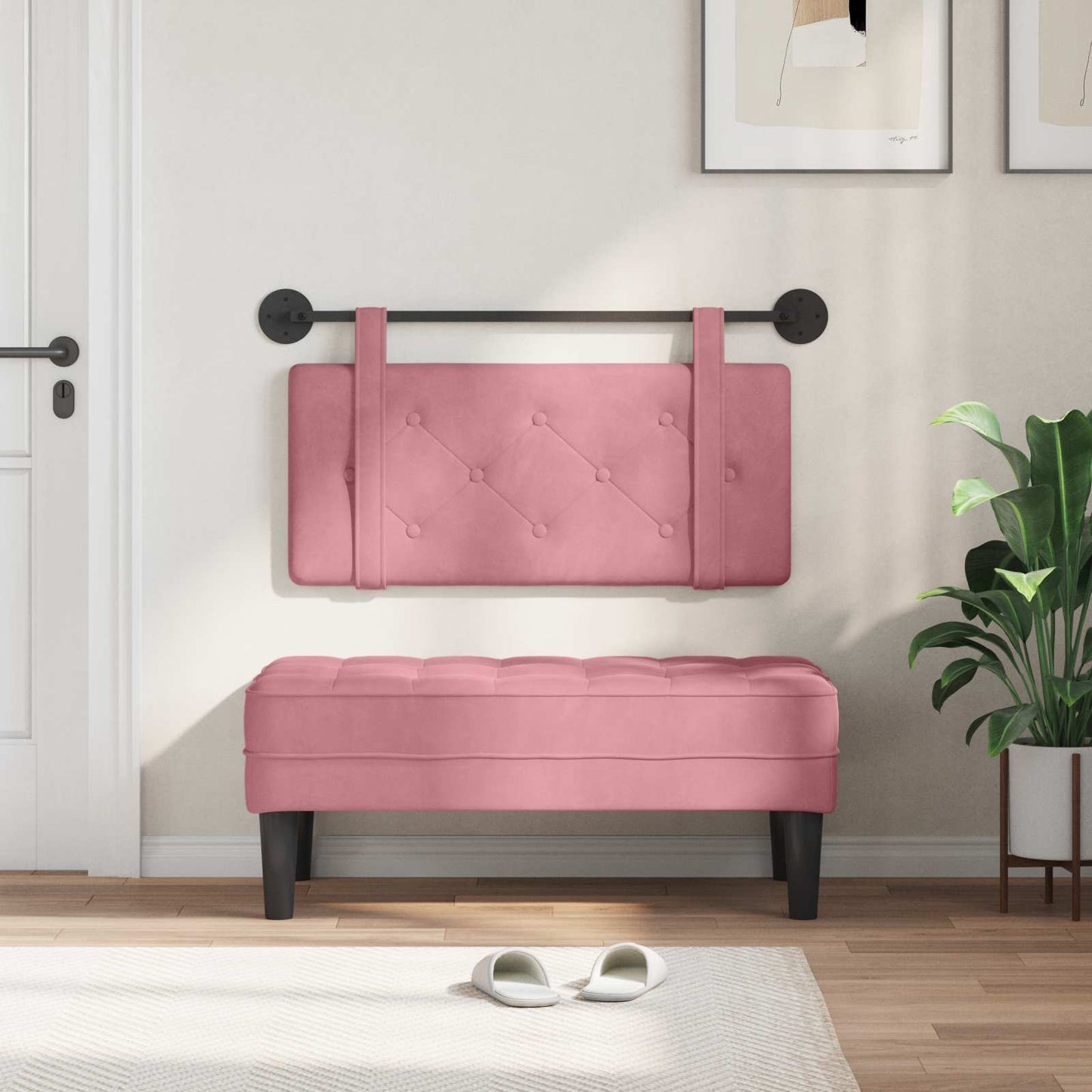 Hängendes Kopfteil Rosa Samt