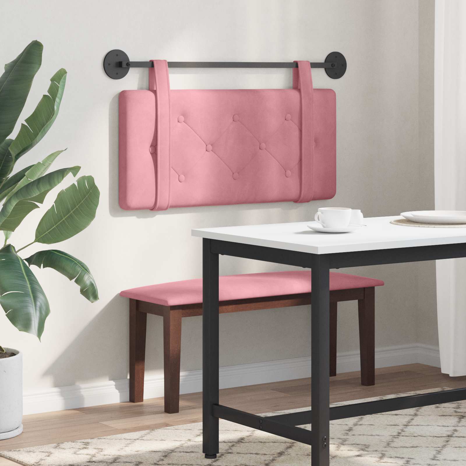 Hängendes Kopfteil Rosa Samt