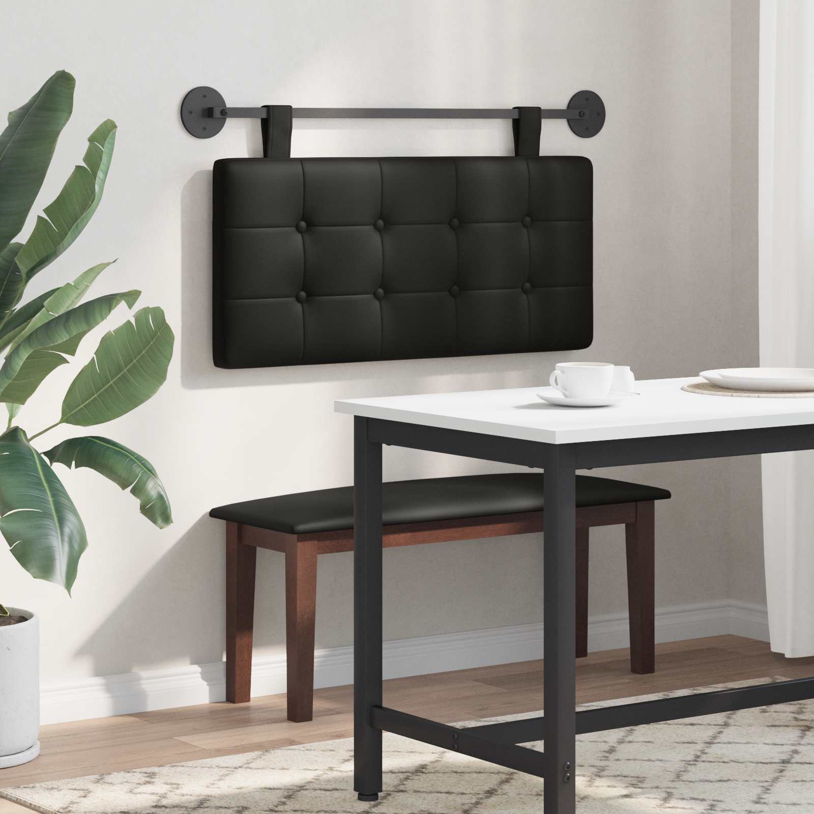 Hängendes Kopfteil Schwarz Kunstleder