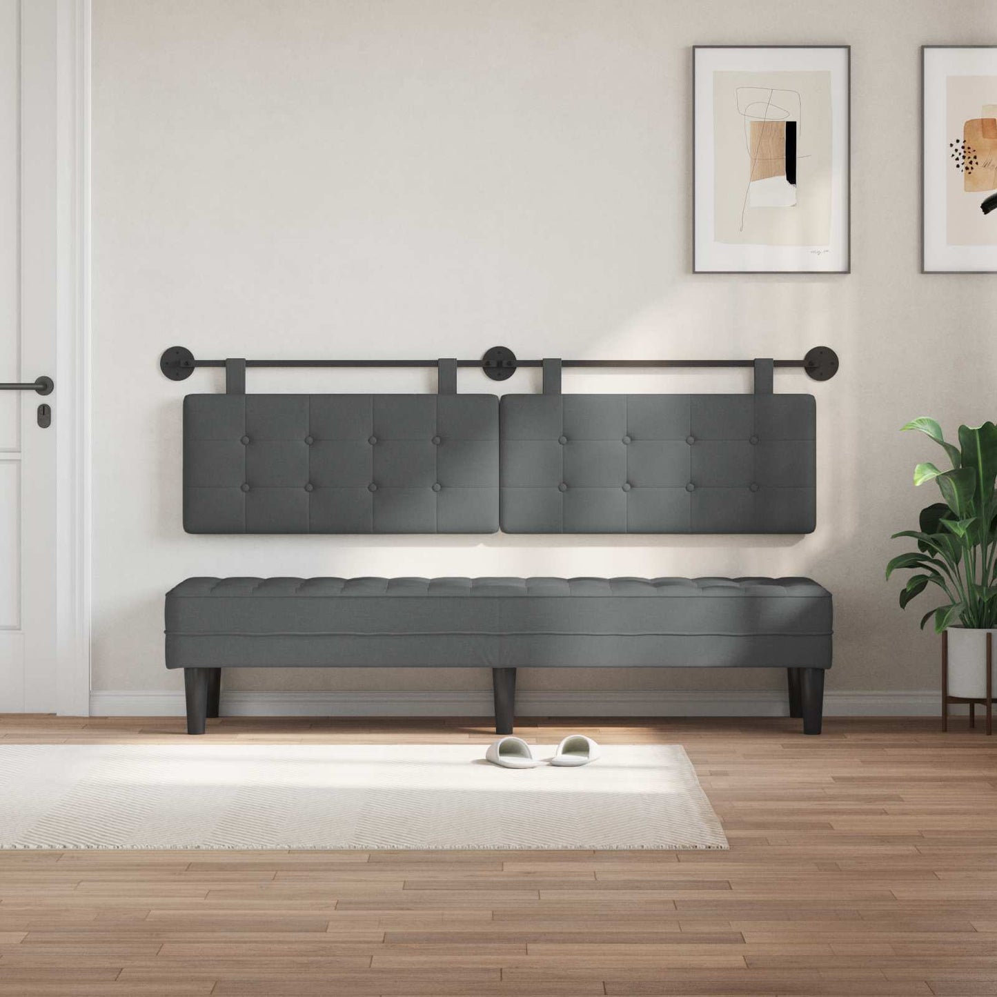 Hängendes Kopfteil Dunkelgrau Stoff