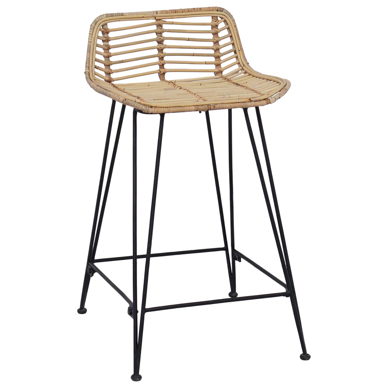 Barhocker 2 stk. Natur 44 x 45 x 76 cm Rattan und Stahl