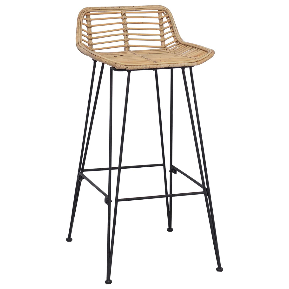 Barhocker 2 stk. Natur 44 x 45 x 76 cm Rattan und Stahl