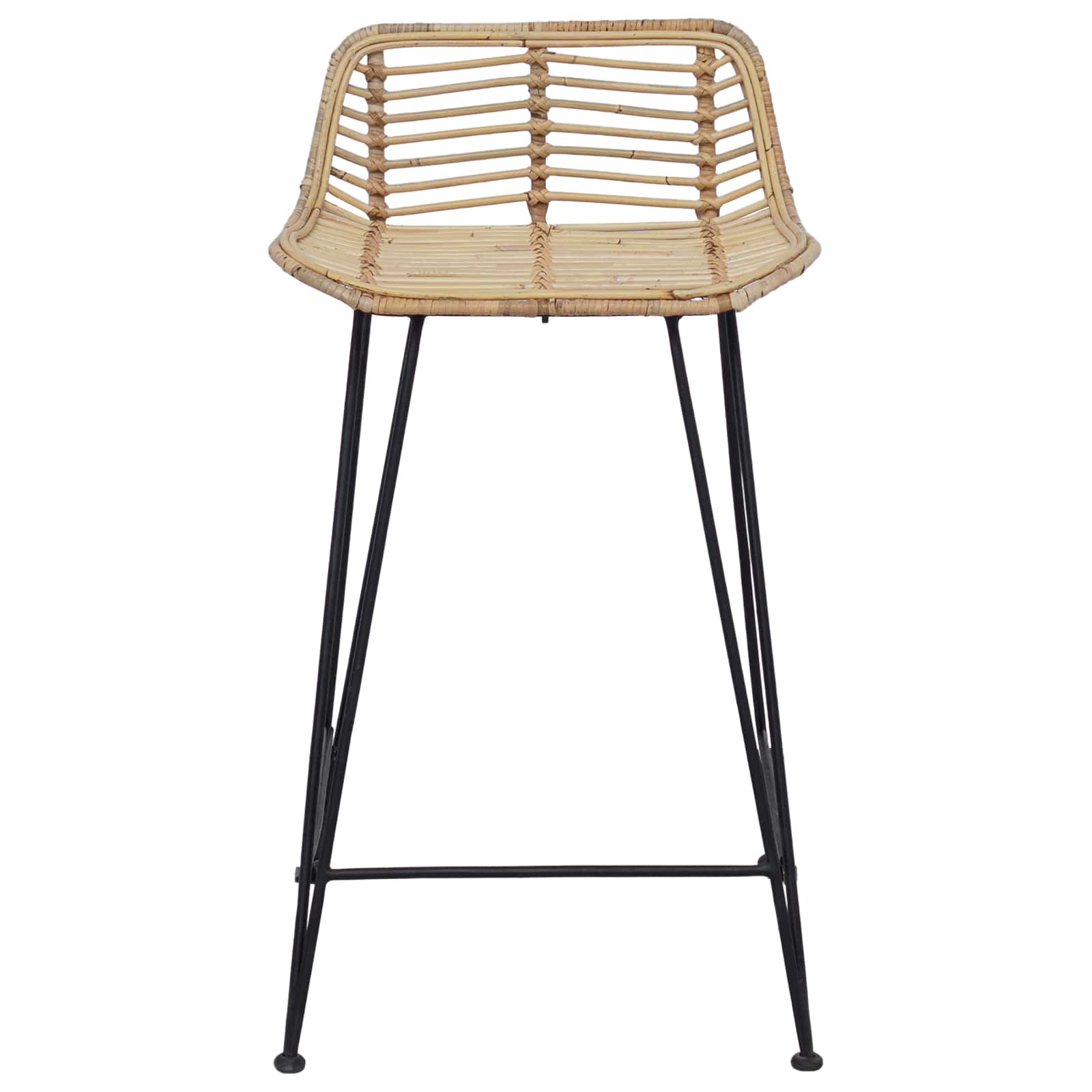 Barhocker 2 stk. Natur 44 x 45 x 76 cm Rattan und Stahl