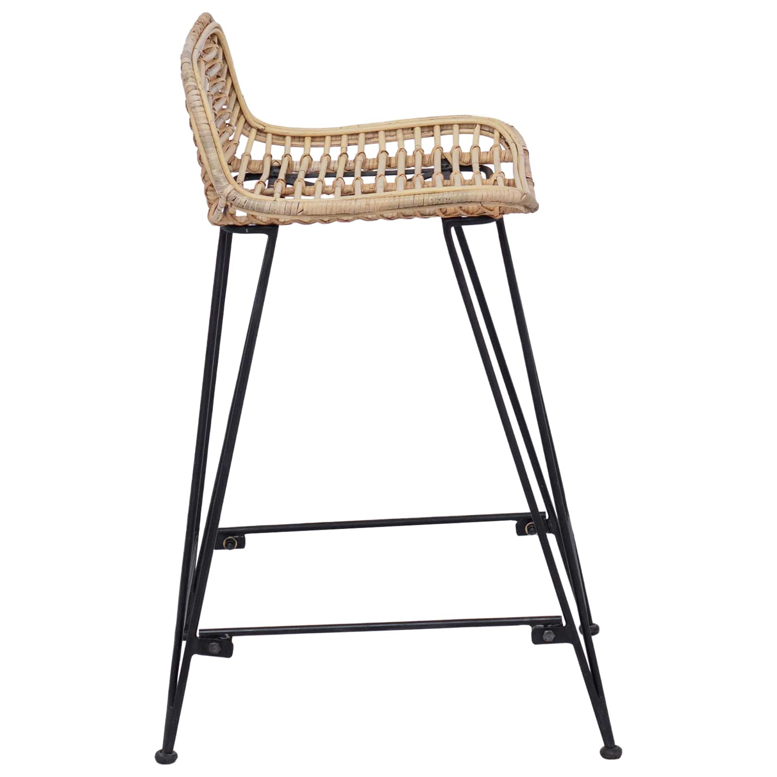 Barhocker 2 stk. Natur 44 x 45 x 76 cm Rattan und Stahl