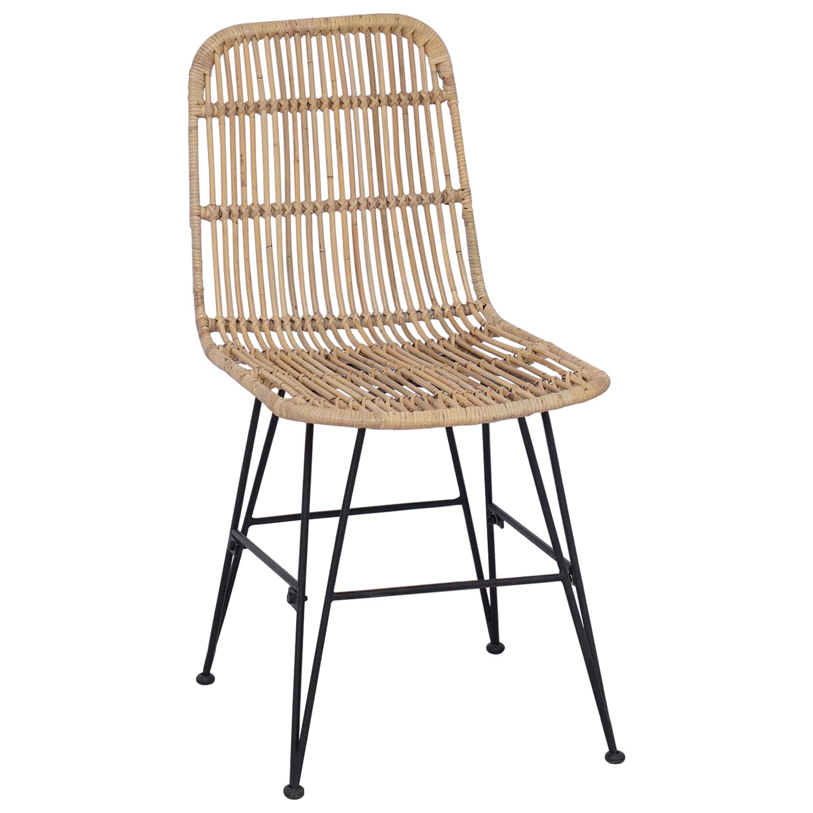 Esststuhl 2 stk. Rattan und Stahl Natur 41 x 55 x 85 cm