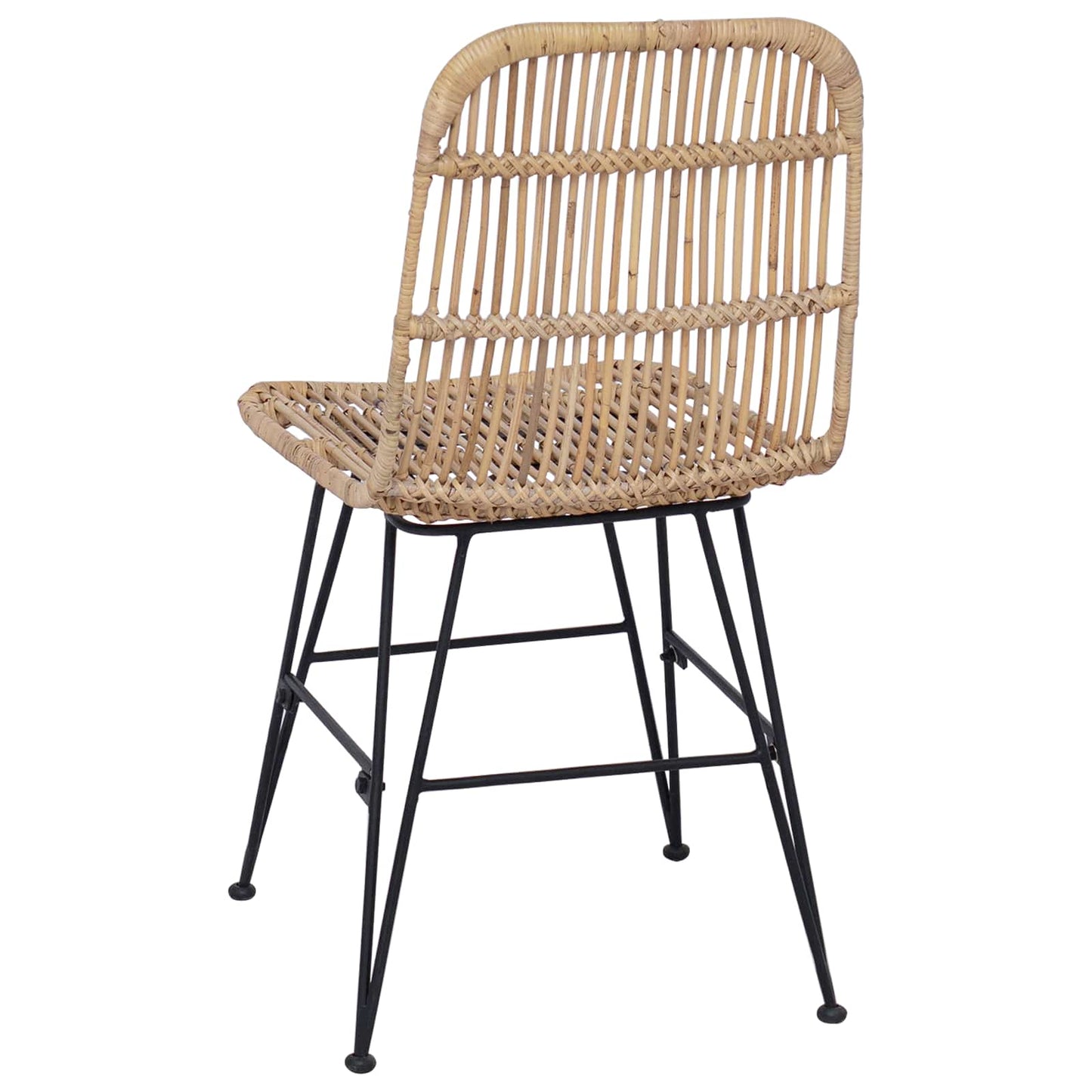 Esststuhl 2 stk. Rattan und Stahl Natur 41 x 55 x 85 cm