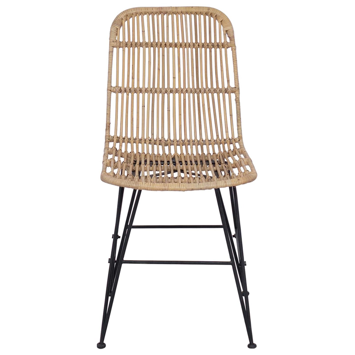 Esststuhl 2 stk. Rattan und Stahl Natur 41 x 55 x 85 cm