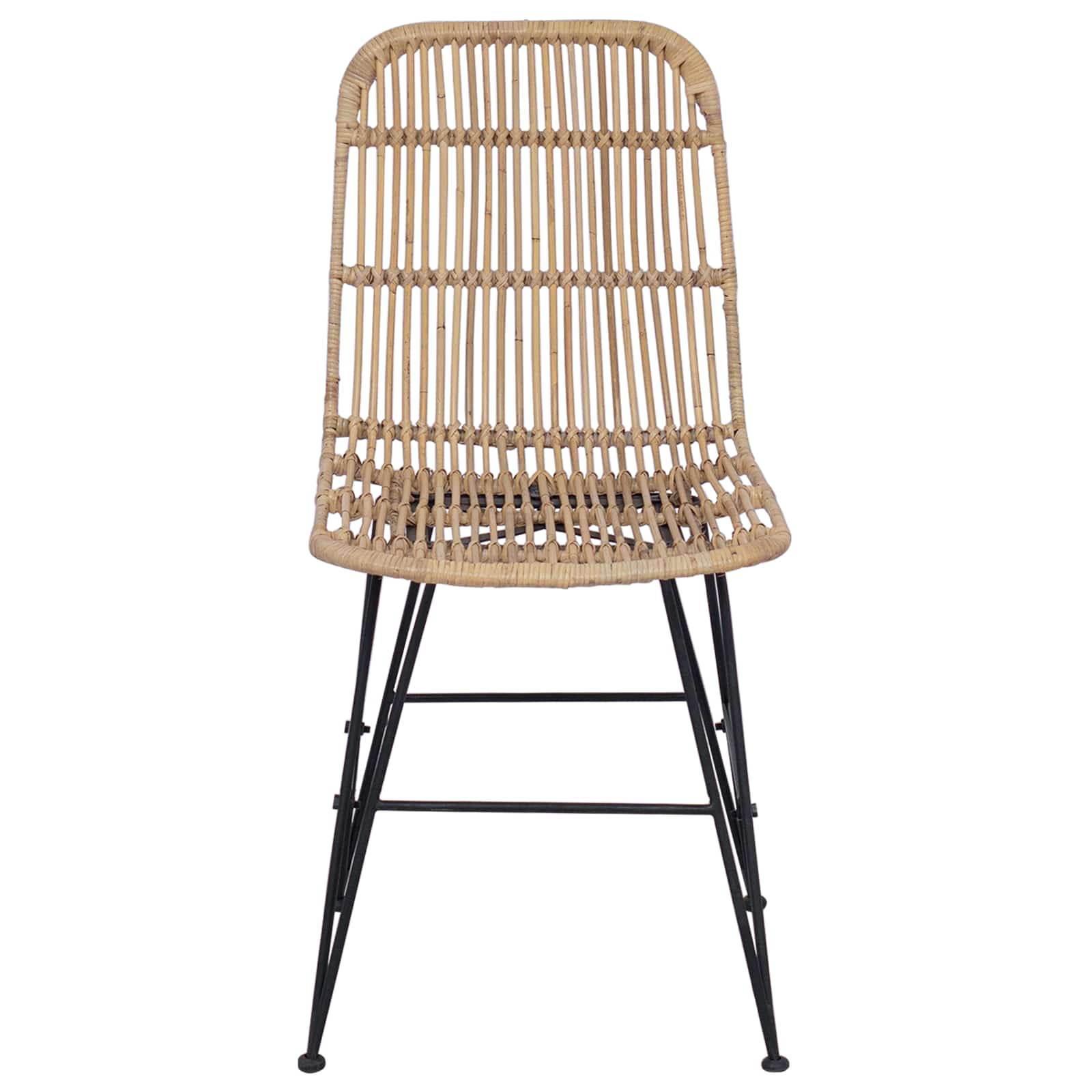 Esststuhl 2 stk. Rattan und Stahl Natur 41 x 55 x 85 cm