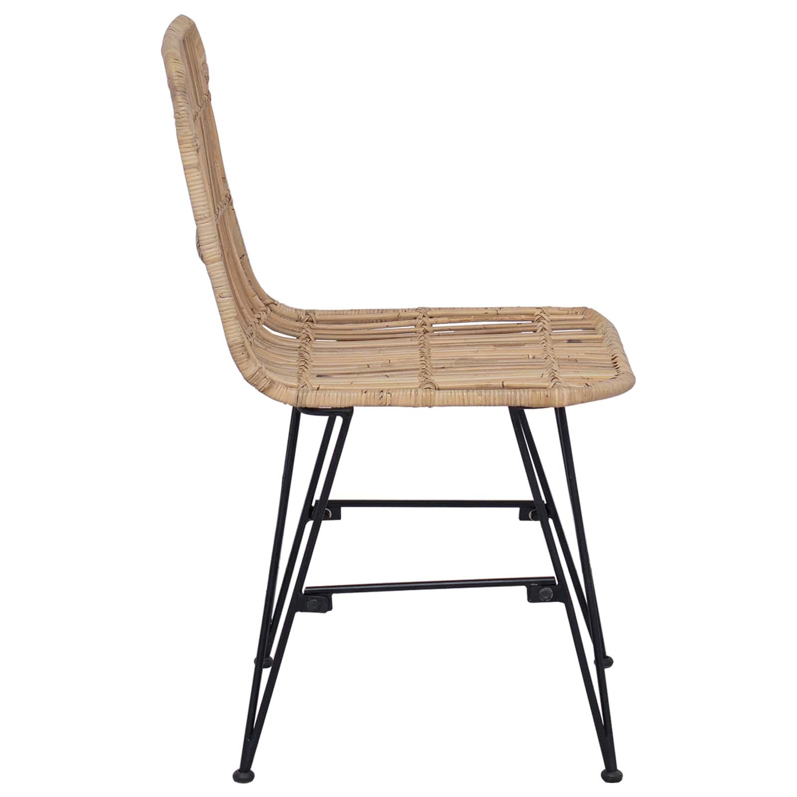 Esststuhl 2 stk. Rattan und Stahl Natur 41 x 55 x 85 cm