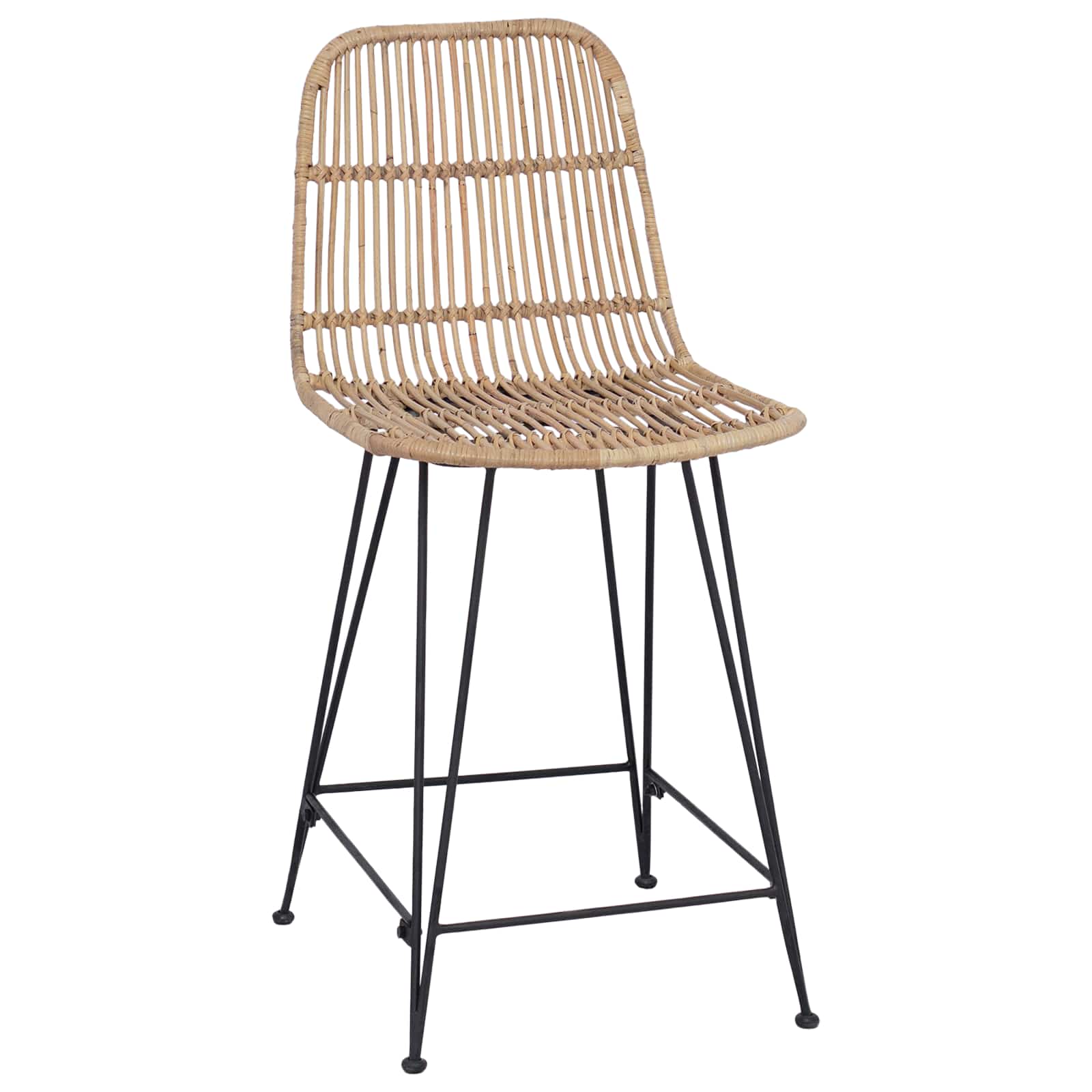Barhocker 2 stk. Natur 44 x 54 x 96 cm Rattan und Stahl