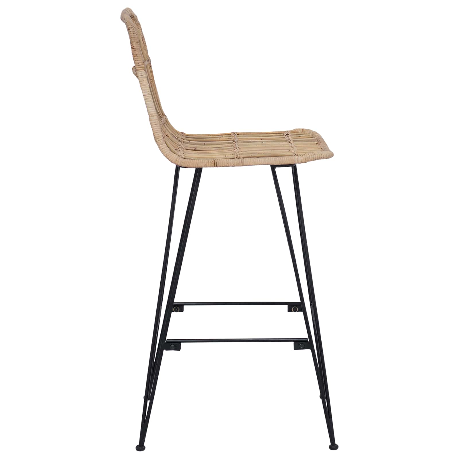 Barhocker 2 stk. Natur 44 x 55 x 109 cm Rattan und Stahl