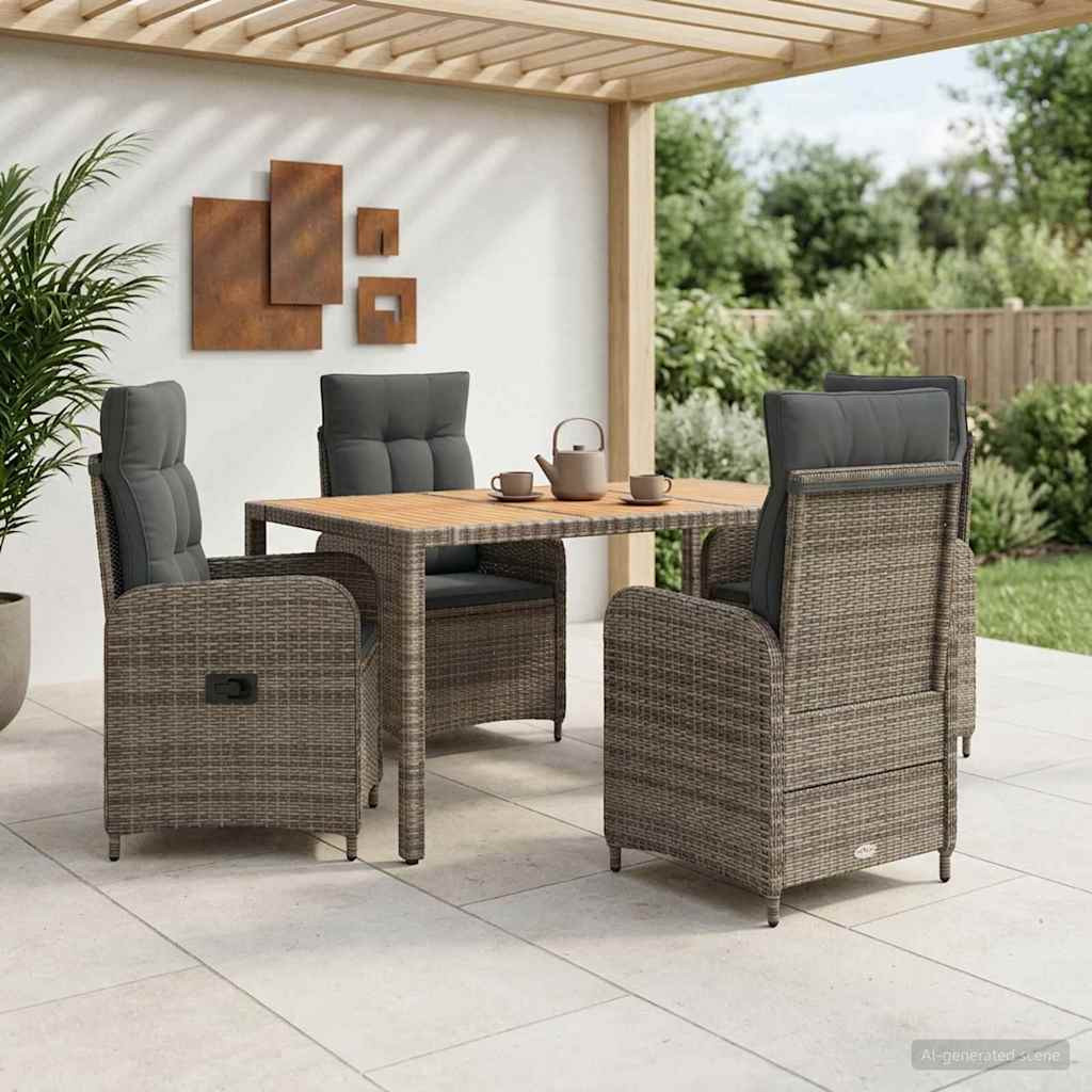 Outdoortisch-Set 5 stk. Hellgrau und Dunkelgrau