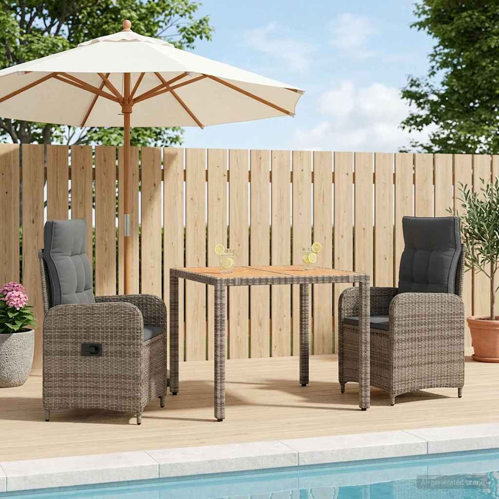 Outdoortisch-Set 3 stk. Hellgrau und Dunkelgrau