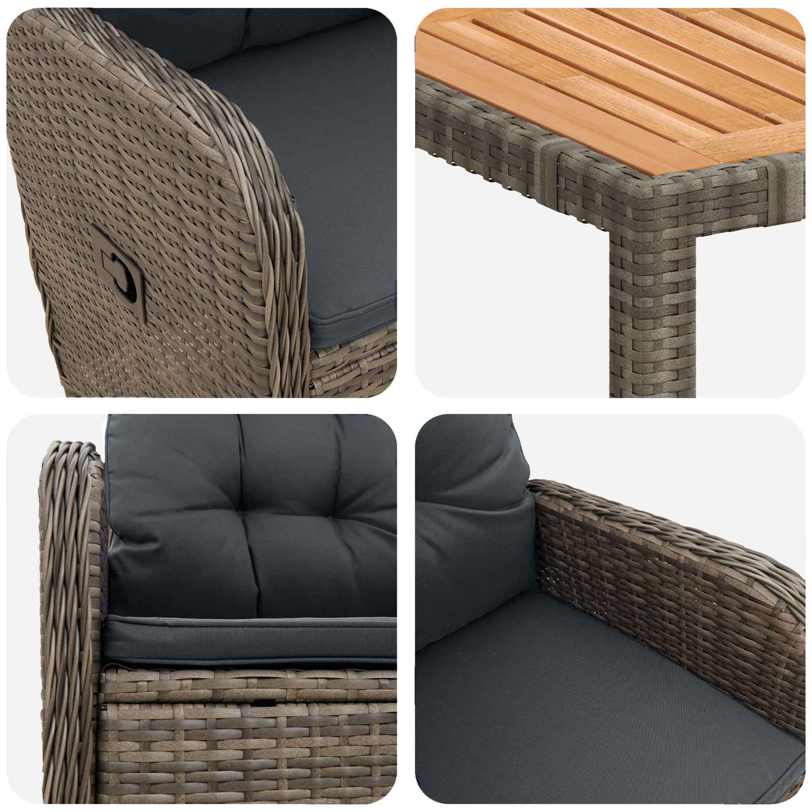 Outdoortisch-Set 5 stk. Hellgrau und Dunkelgrau