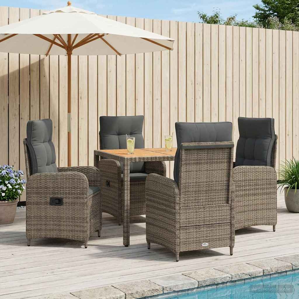 Outdoortisch-Set 5 stk. Hellgrau und Dunkelgrau