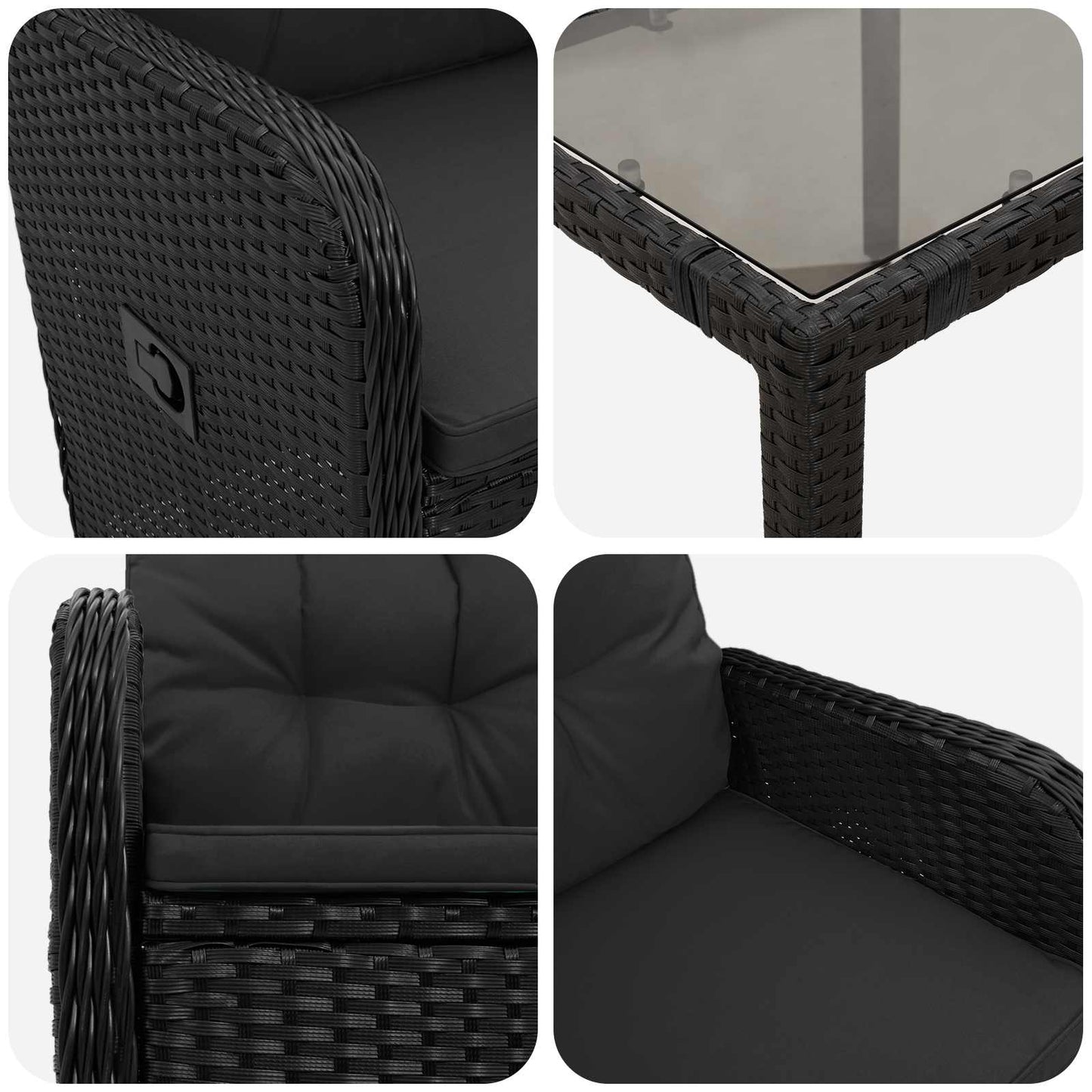Outdoortisch-Set 3 pcs Schwarz 90 x 90 x 75 cm Poly-Rattan