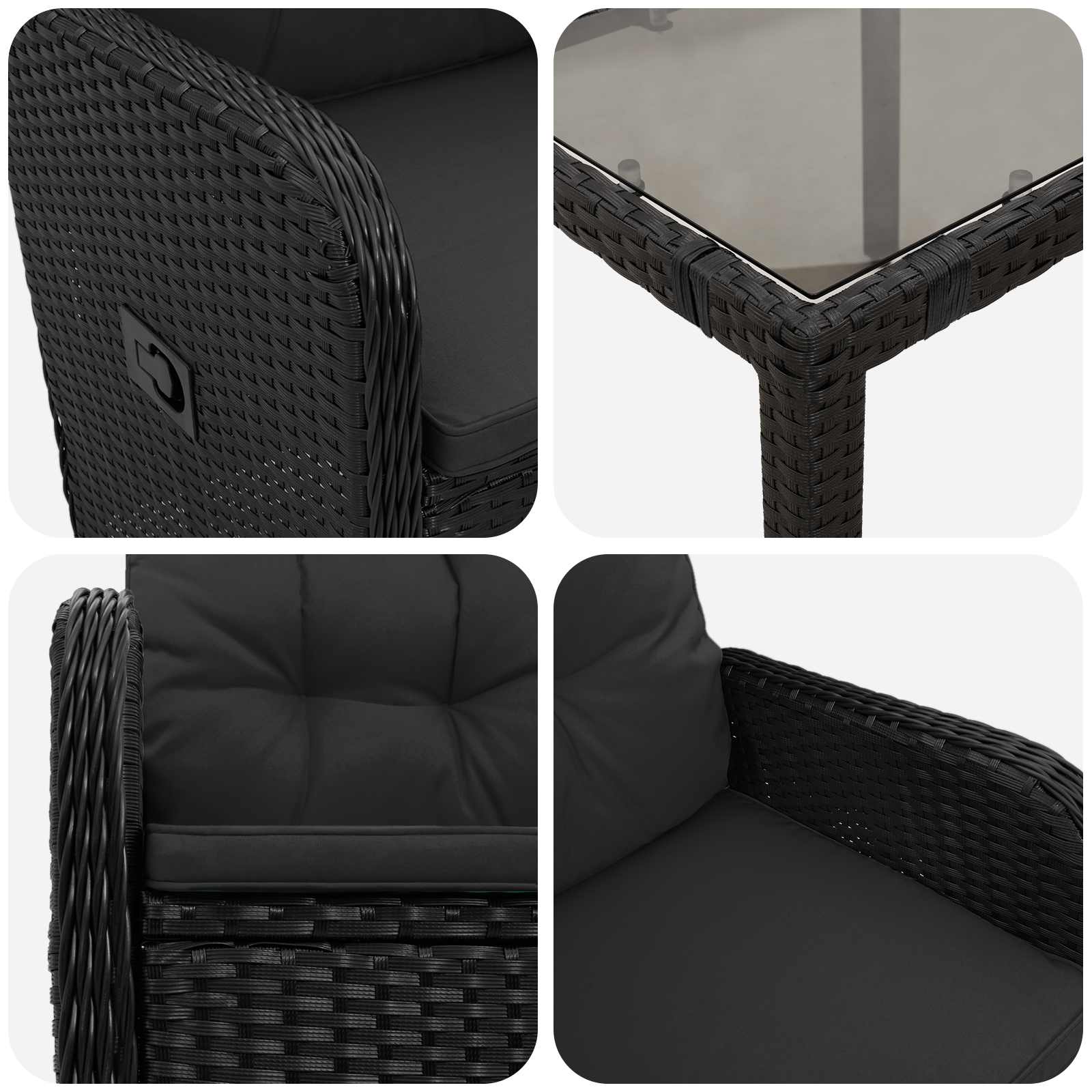 Outdoortisch-Set 3 pcs Schwarz 90 x 90 x 75 cm Poly-Rattan