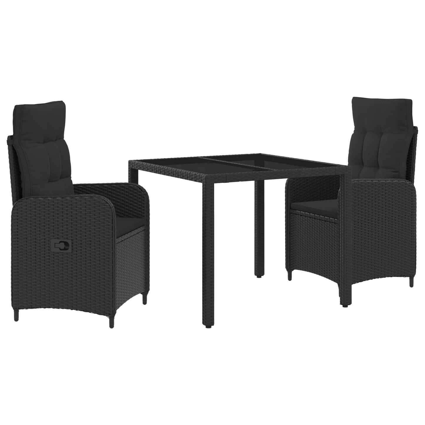 Outdoortisch-Set 3 pcs Schwarz 90 x 90 x 75 cm Poly-Rattan