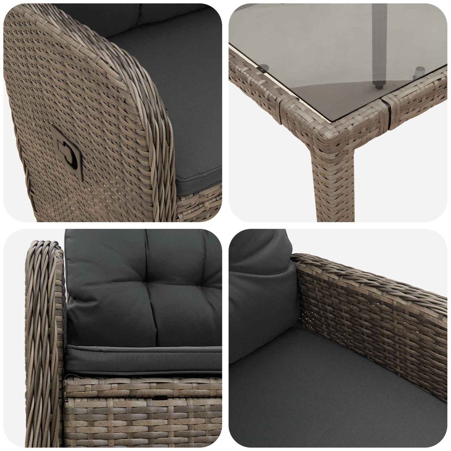 Outdoortisch-Set 5 pcs Hellgrau und Dunkelgrau 150 x 90 x 75 cm