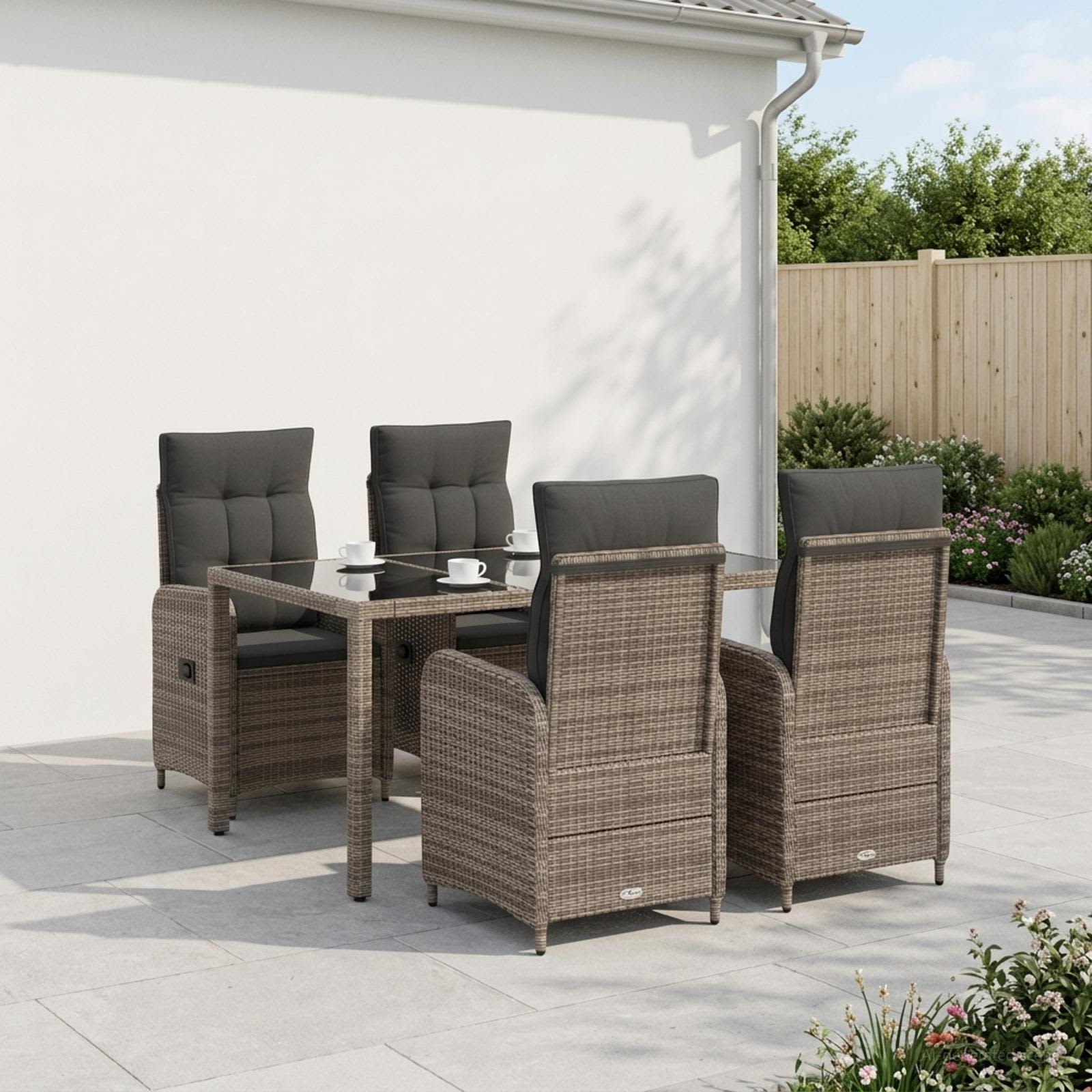 Outdoortisch-Set 5 pcs Hellgrau und Dunkelgrau 150 x 90 x 75 cm