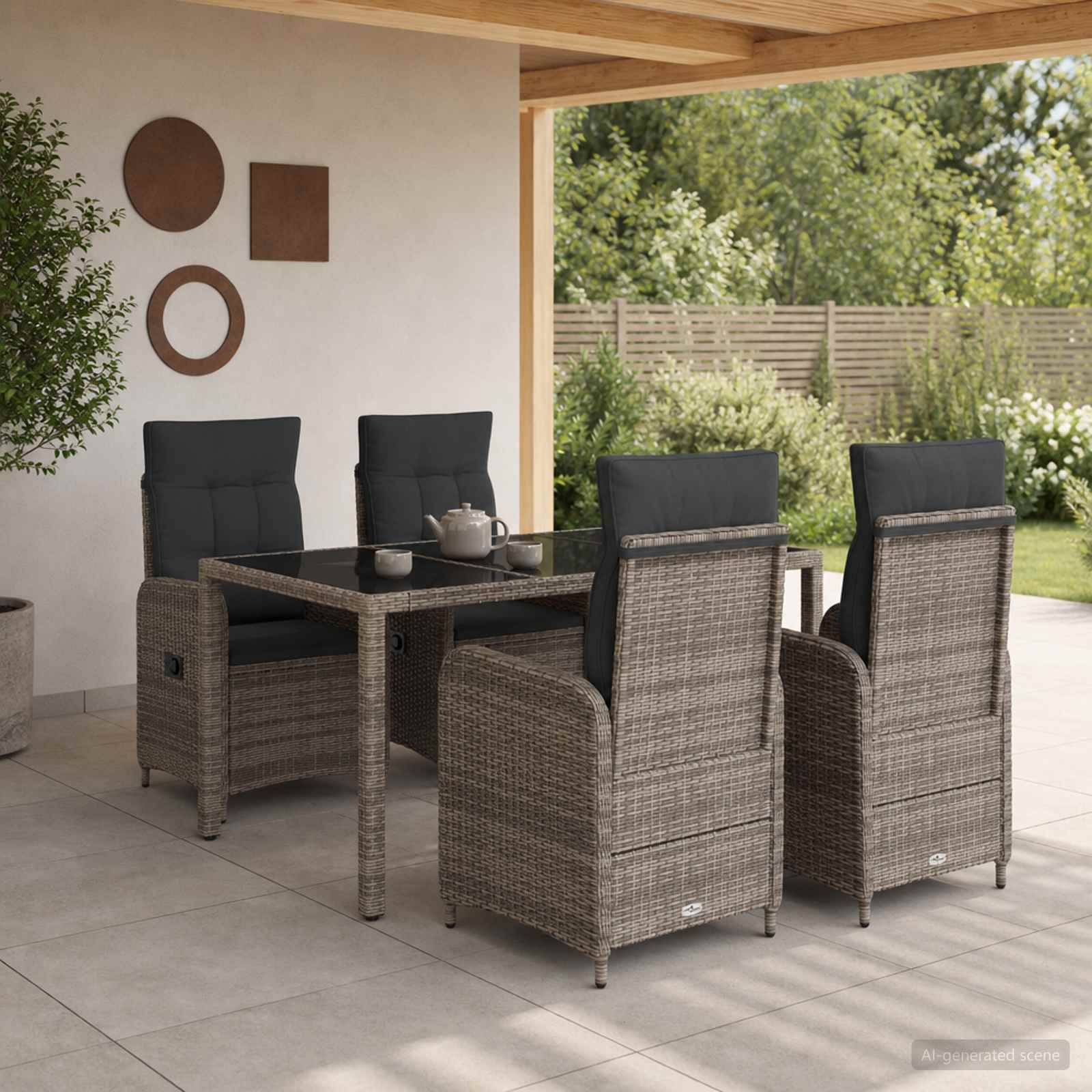 Outdoortisch-Set 5 pcs Hellgrau und Dunkelgrau 150 x 90 x 75 cm