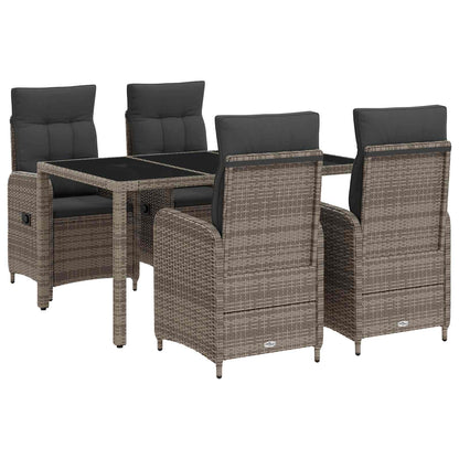 Outdoortisch-Set 5 stk. Hellgrau und Dunkelgrau Poly-Rattan