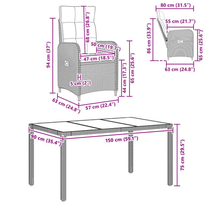 Outdoortisch-Set 5 stk. Hellgrau und Dunkelgrau Poly-Rattan