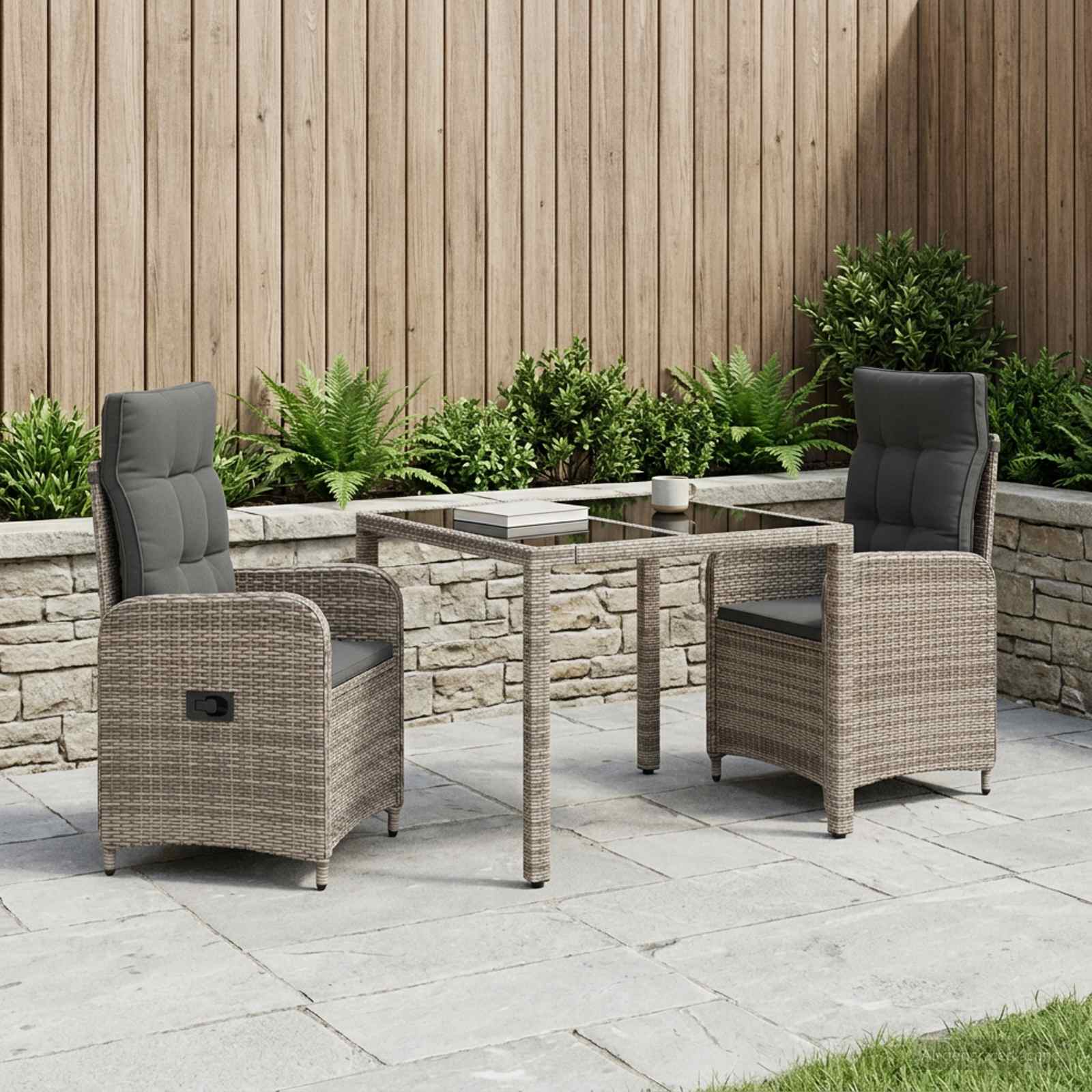 Outdoortisch-Set 3 pcs Hellgrau und Dunkelgrau 90 x 90 x 75 cm