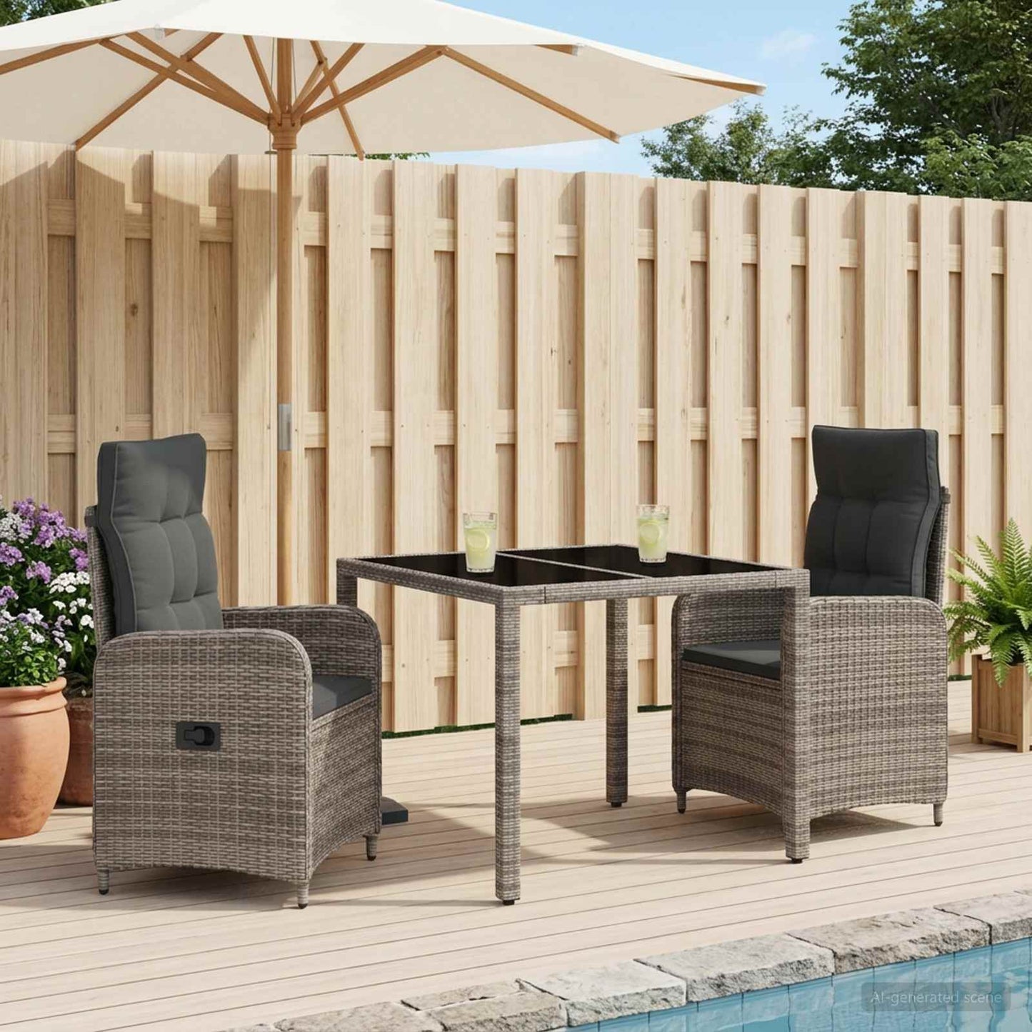 Outdoortisch-Set 3 pcs Hellgrau und Dunkelgrau 90 x 90 x 75 cm