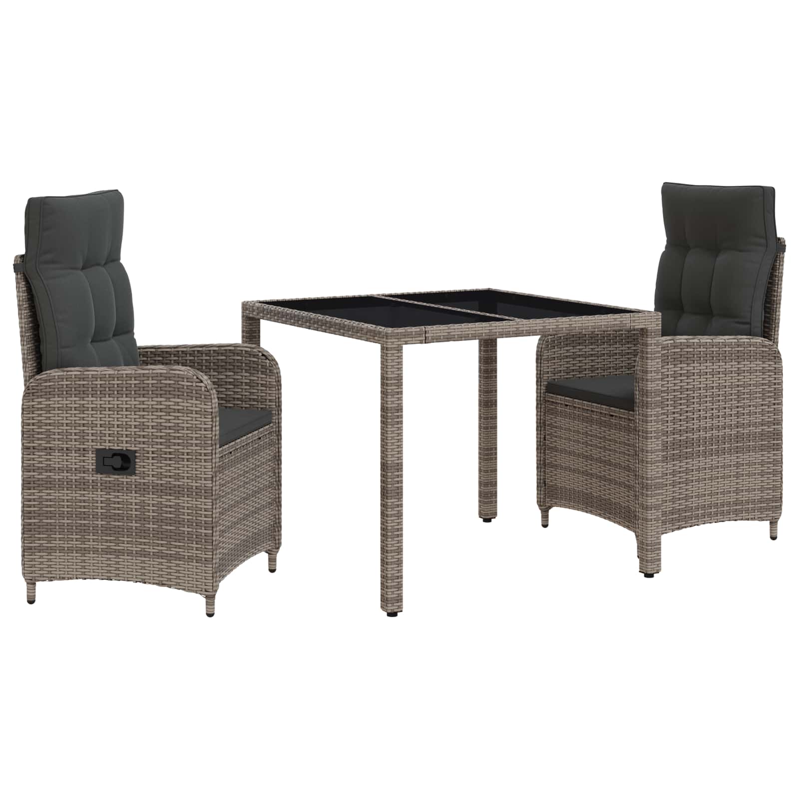 Outdoortisch-Set 3 pcs Hellgrau und Dunkelgrau 90 x 90 x 75 cm