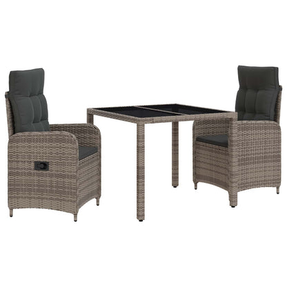 Outdoortisch-Set 3 stk. Hellgrau und Dunkelgrau Poly-Rattan