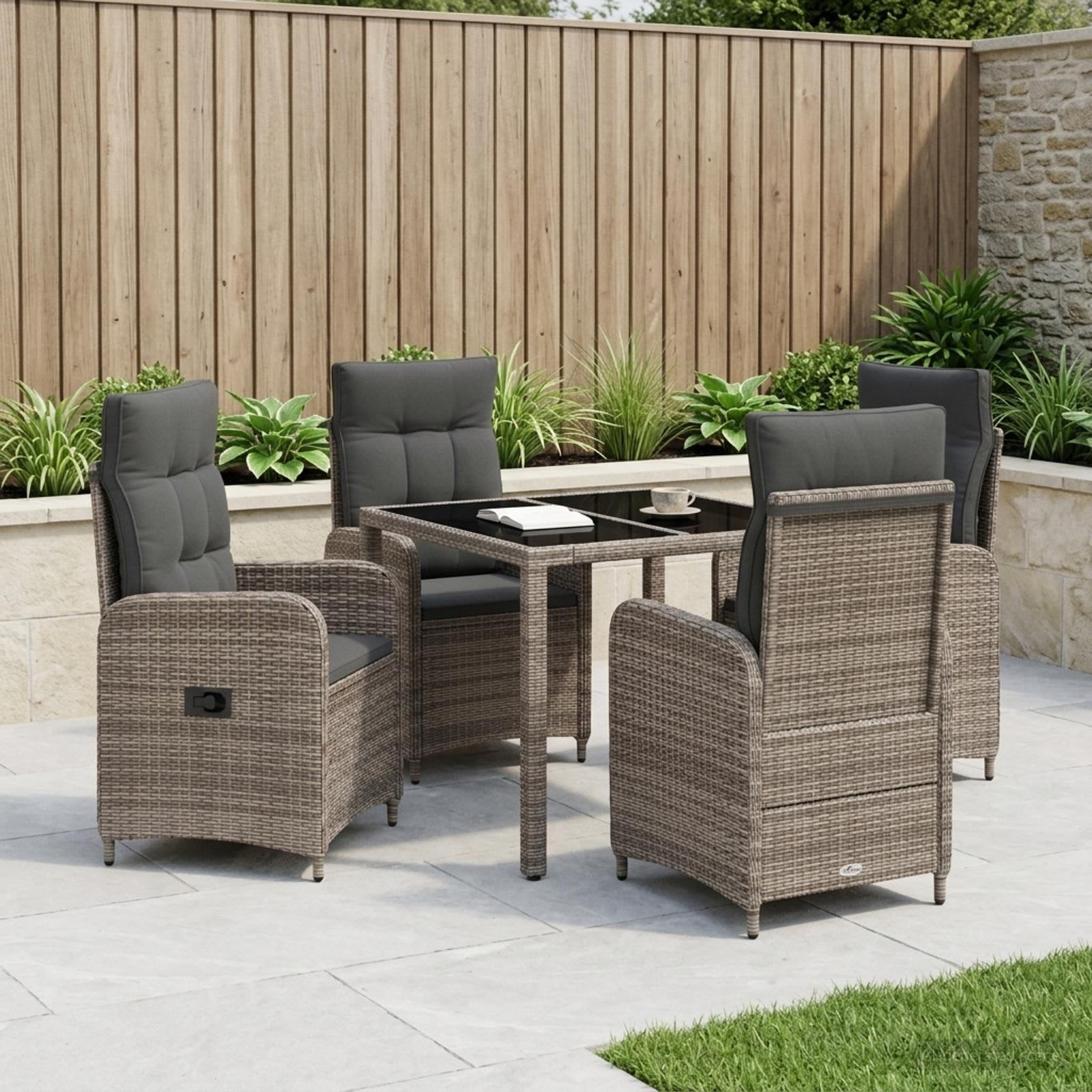 Outdoortisch-Set 5 pcs Hellgrau und Dunkelgrau 90 x 90 x 75 cm