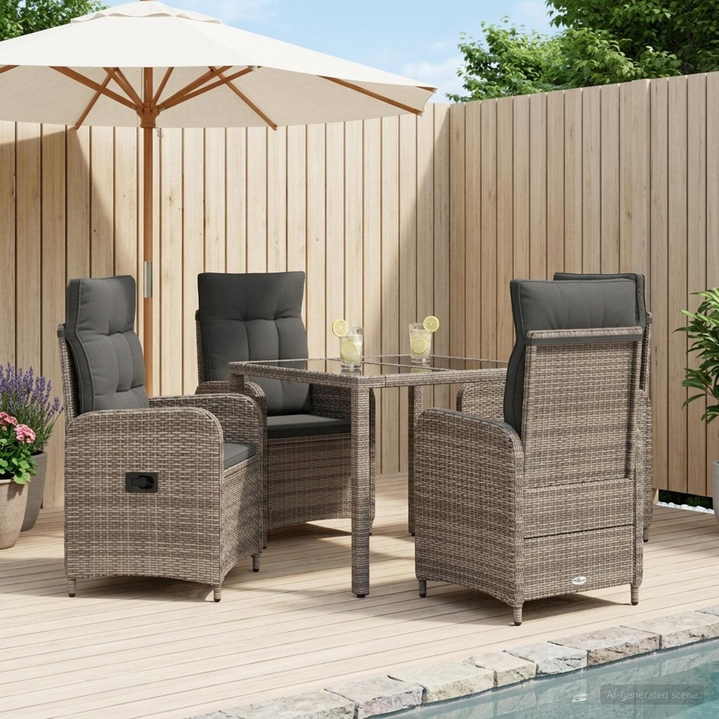 Outdoortisch-Set 5 pcs Hellgrau und Dunkelgrau 90 x 90 x 75 cm