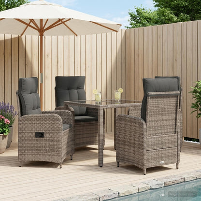 Outdoortisch-Set 5 stk. Hellgrau und Dunkelgrau Poly-Rattan