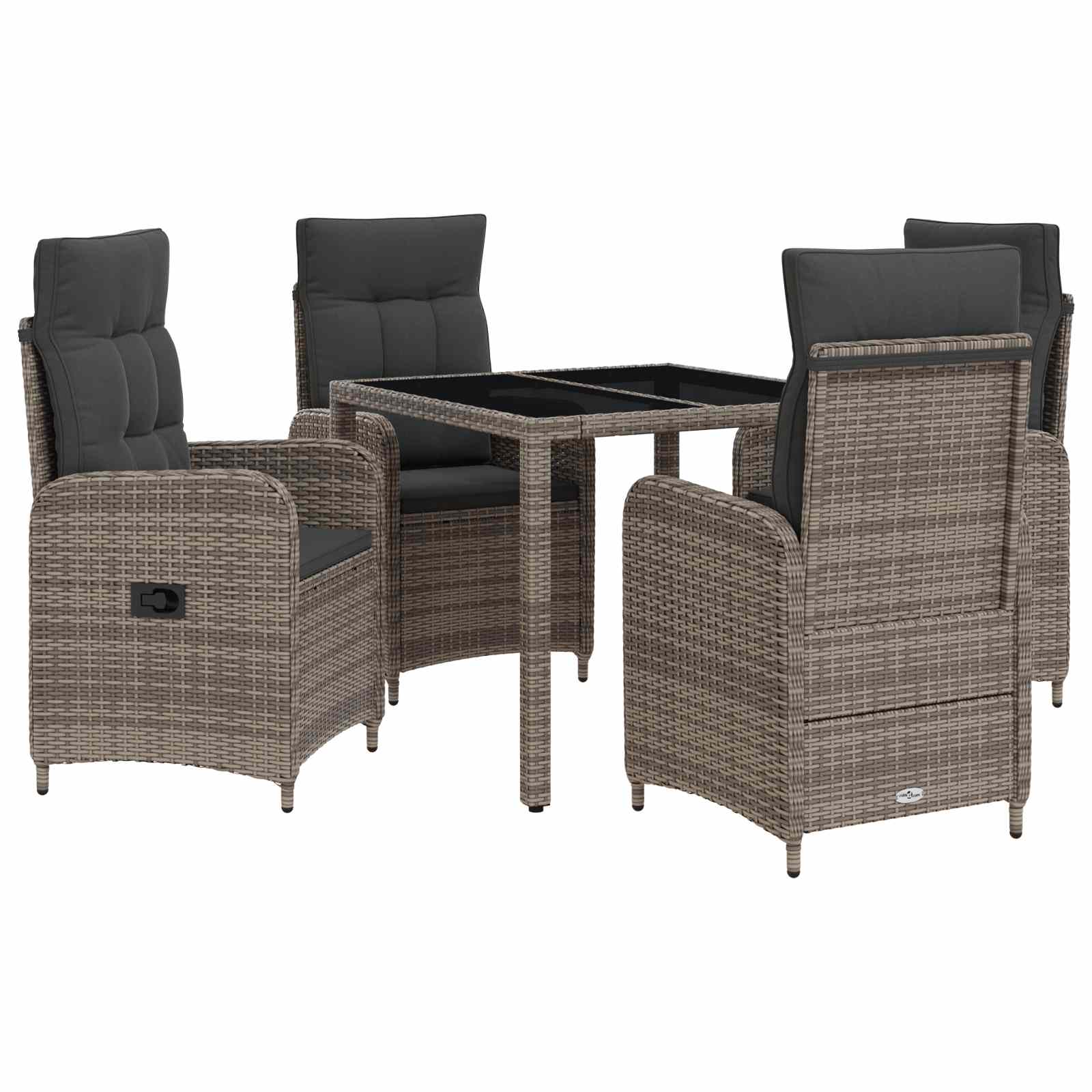 Outdoortisch-Set 5 pcs Hellgrau und Dunkelgrau 90 x 90 x 75 cm