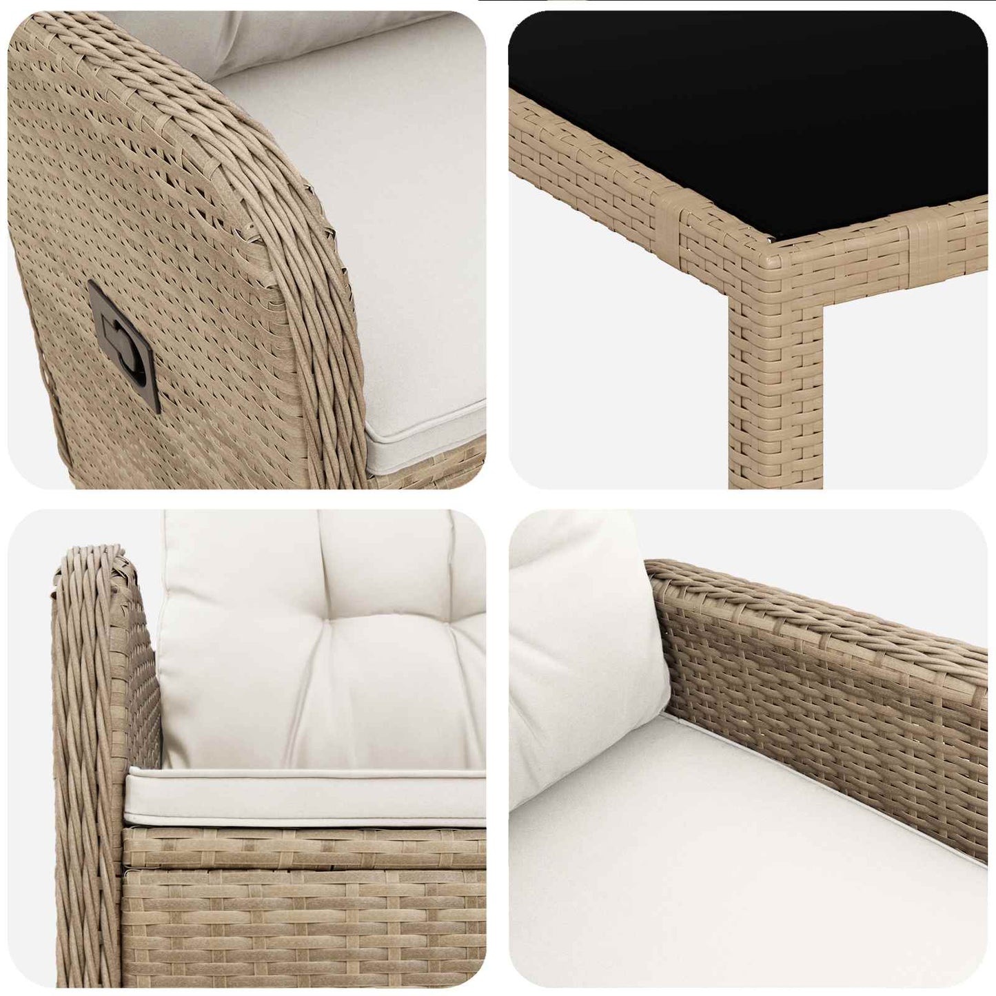 Outdoortisch-Set 3 stk. Beige und Cremeweiß Poly-Rattan