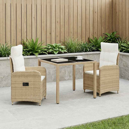 Outdoortisch-Set 3 stk. Beige und Cremeweiß Poly-Rattan