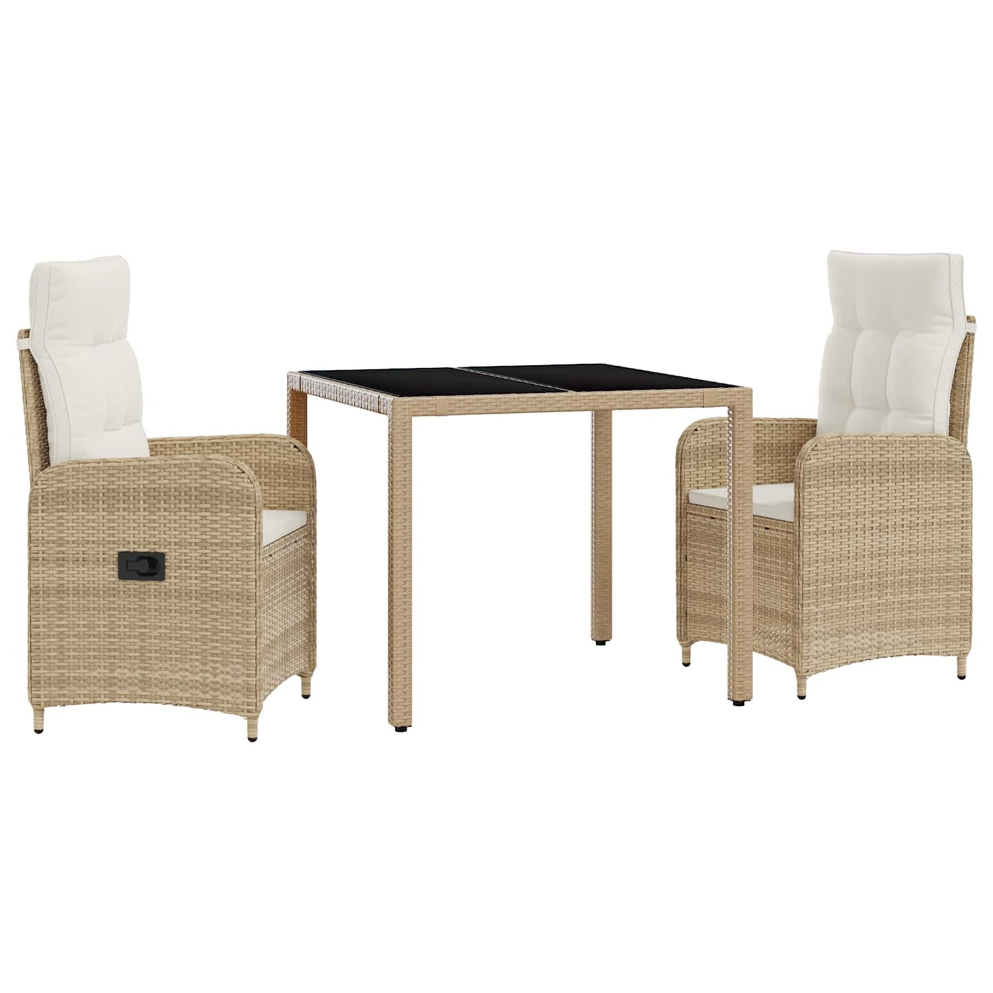 Outdoortisch-Set 3 stk. Beige und Cremeweiß Poly-Rattan