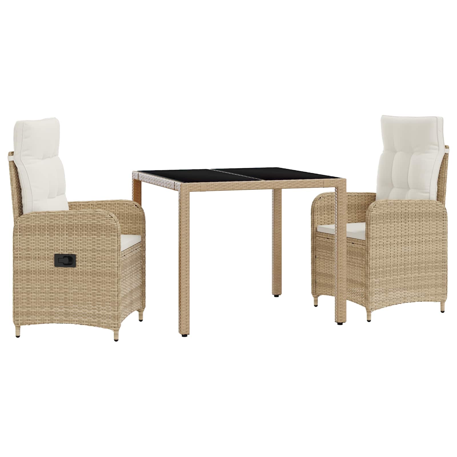 Outdoortisch-Set 3 stk. Beige und Cremeweiß Poly-Rattan