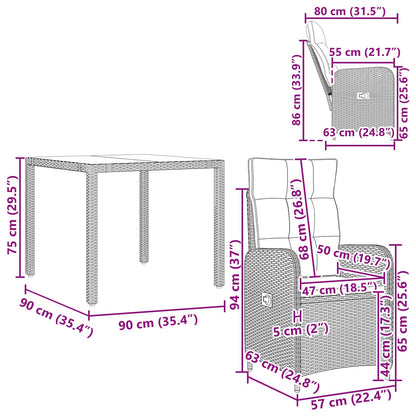 Outdoortisch-Set 3 stk. Beige und Cremeweiß Poly-Rattan